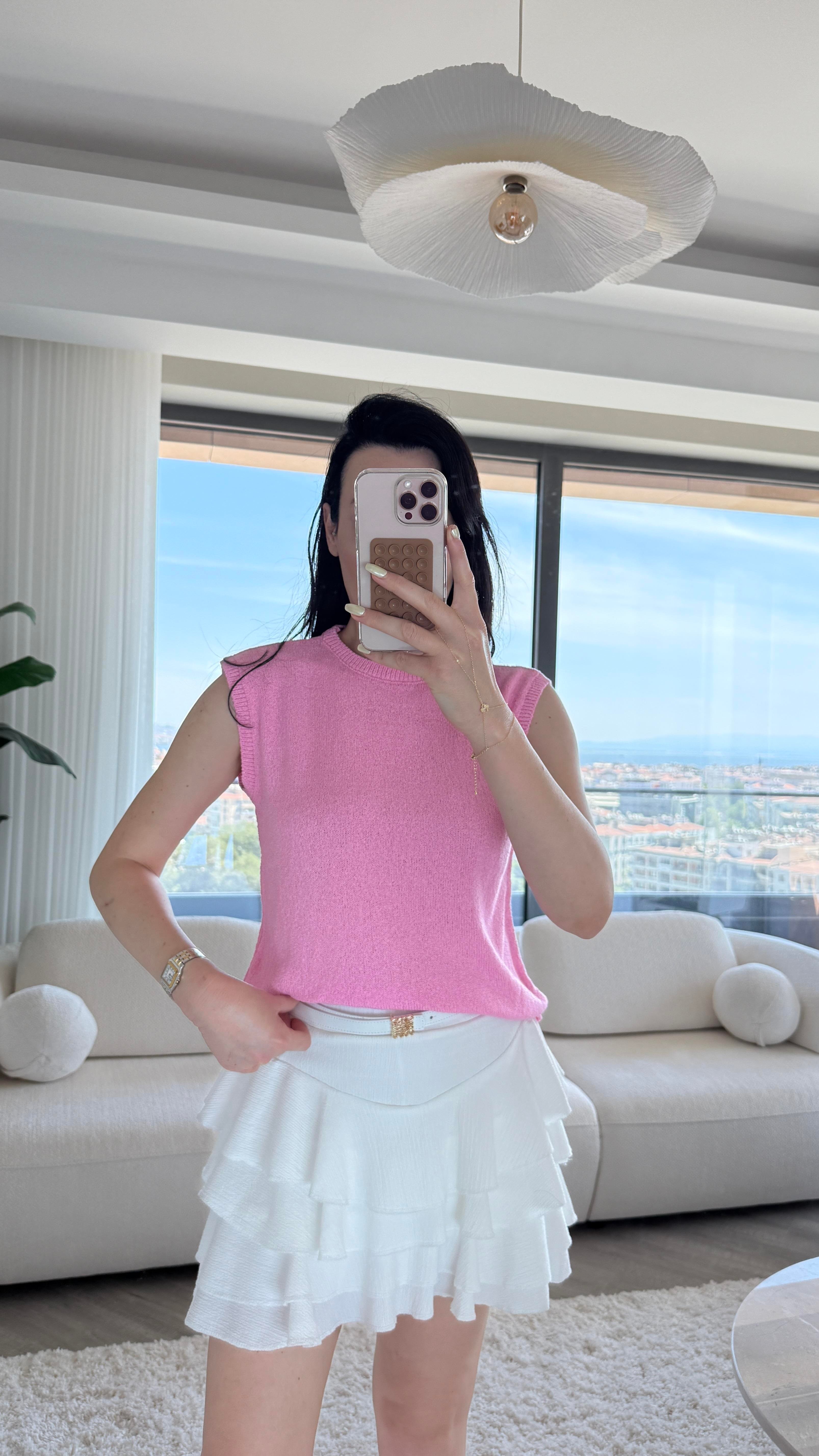 Pembe Zr Havlu Kumaş Bluz
