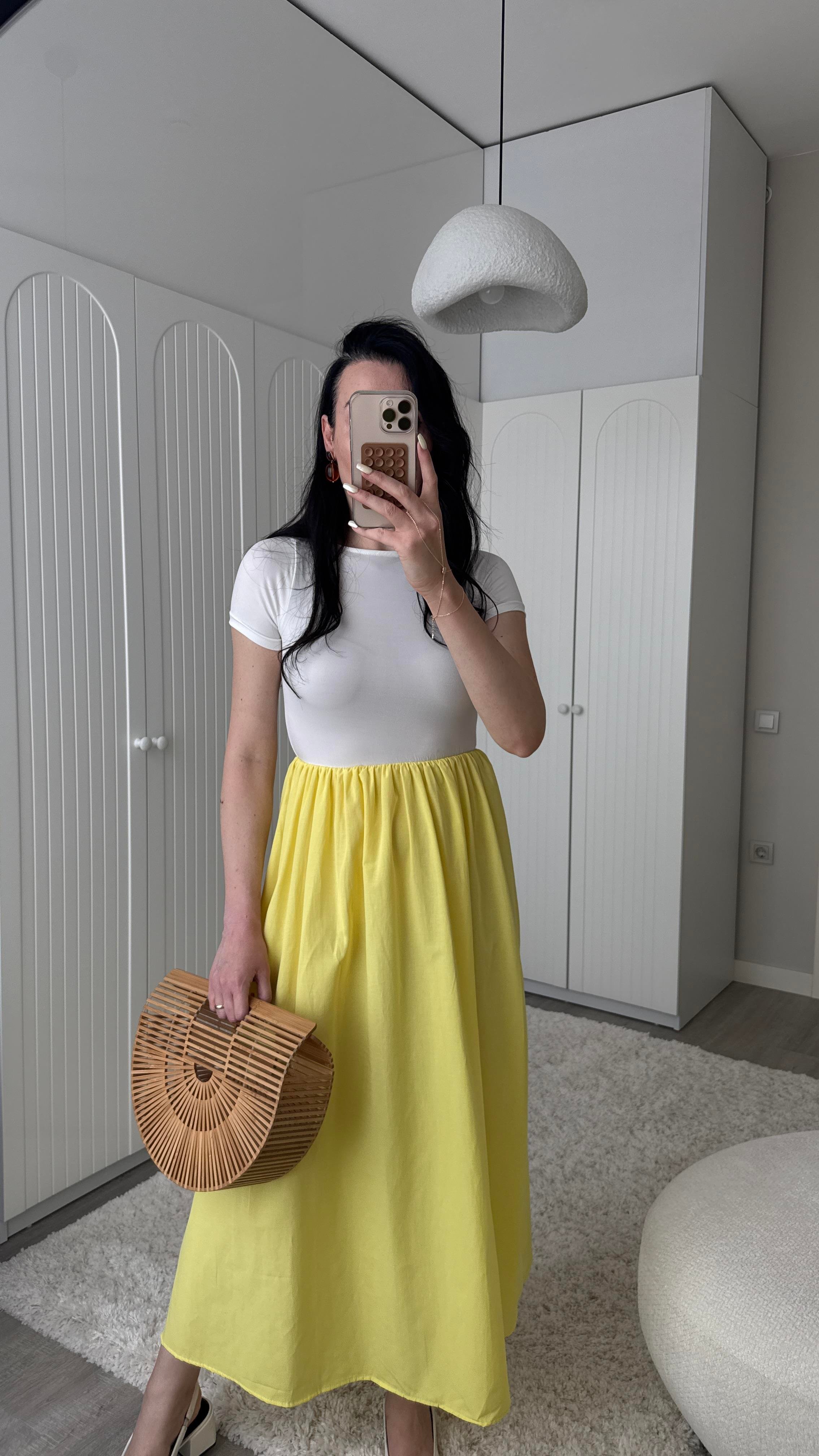 Sarı Eteği Poplin Elbise
