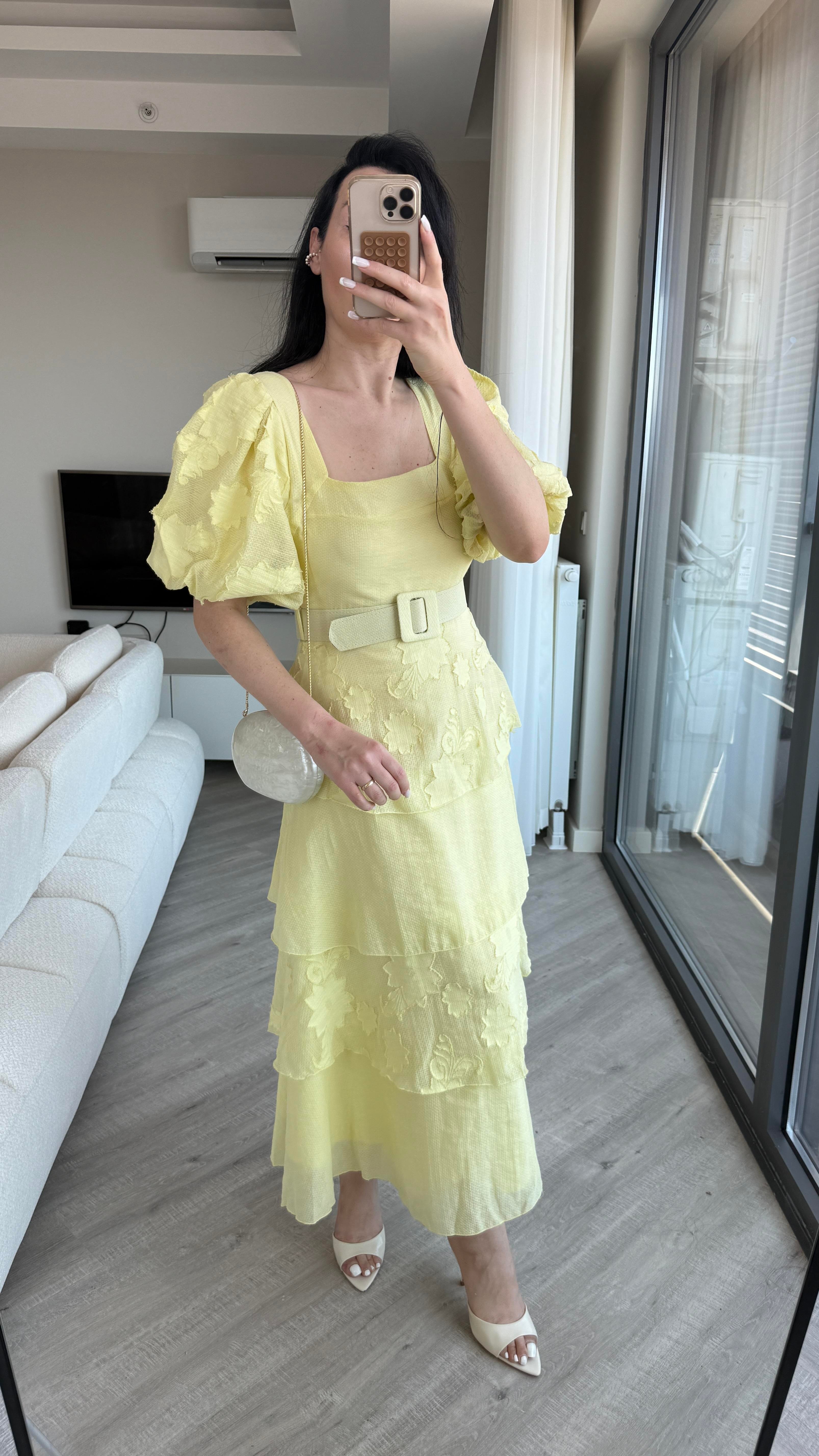 Sarı Karpuz Kol LARİSSA Elbise