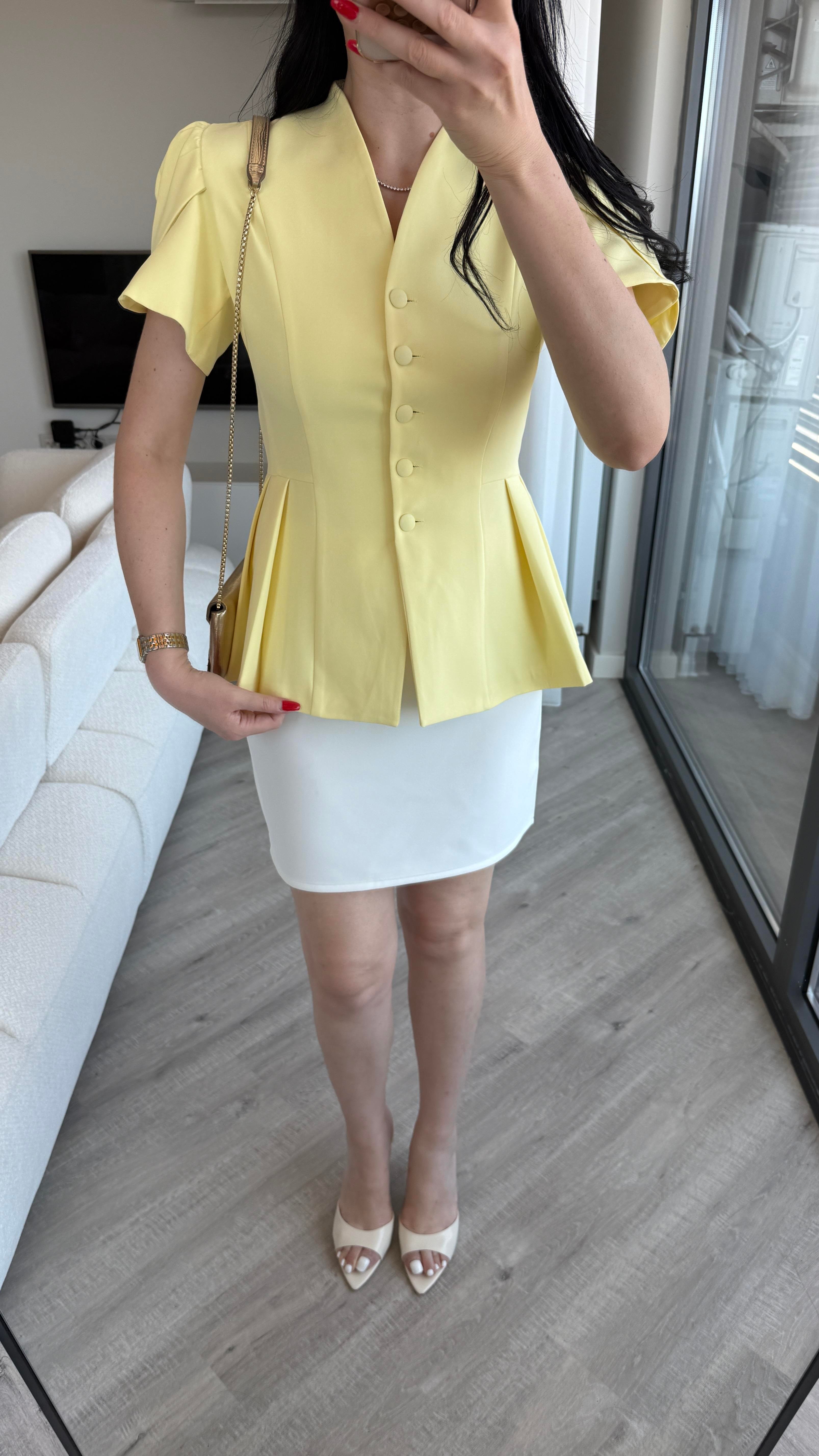 Sarı Kısa Kollu Ceket