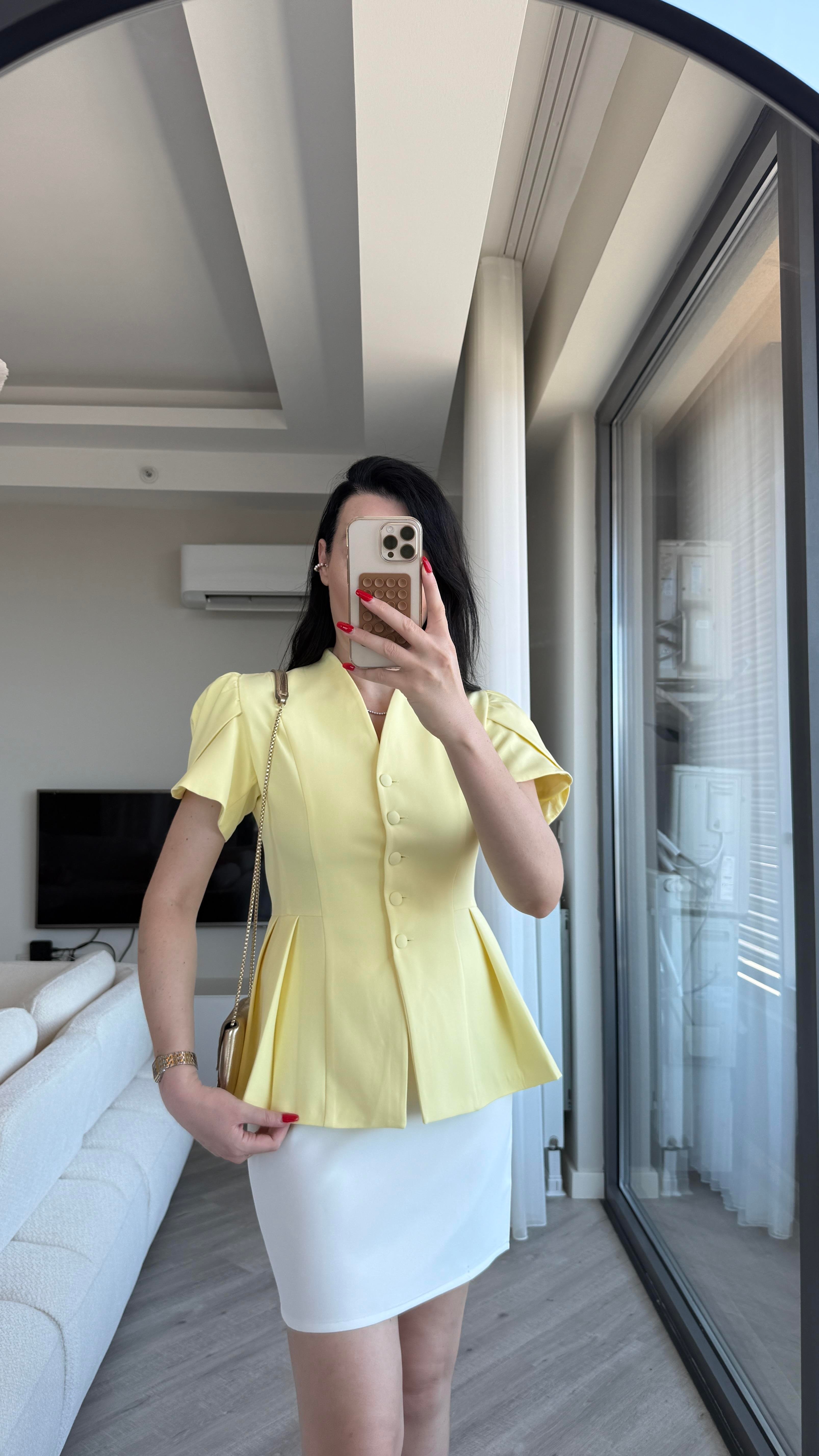 Sarı Kısa Kollu Ceket