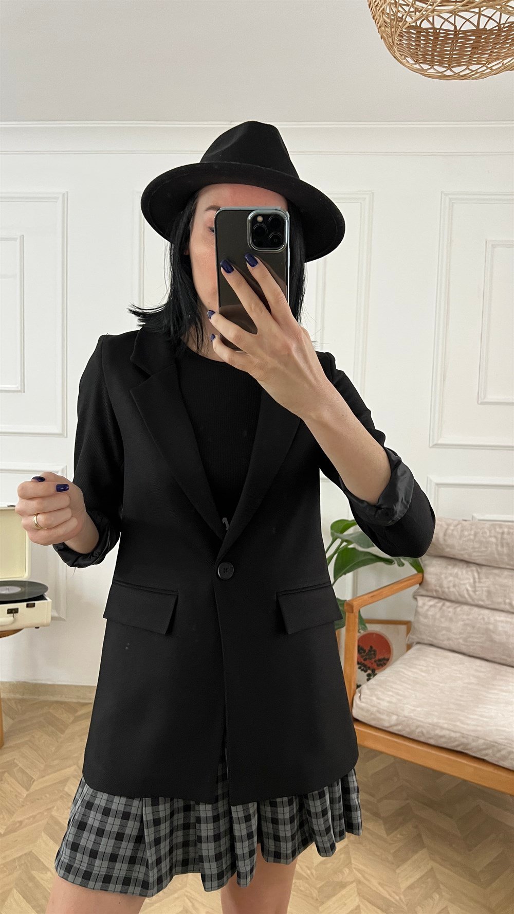 Siyah Astarlı Blazer Ceket