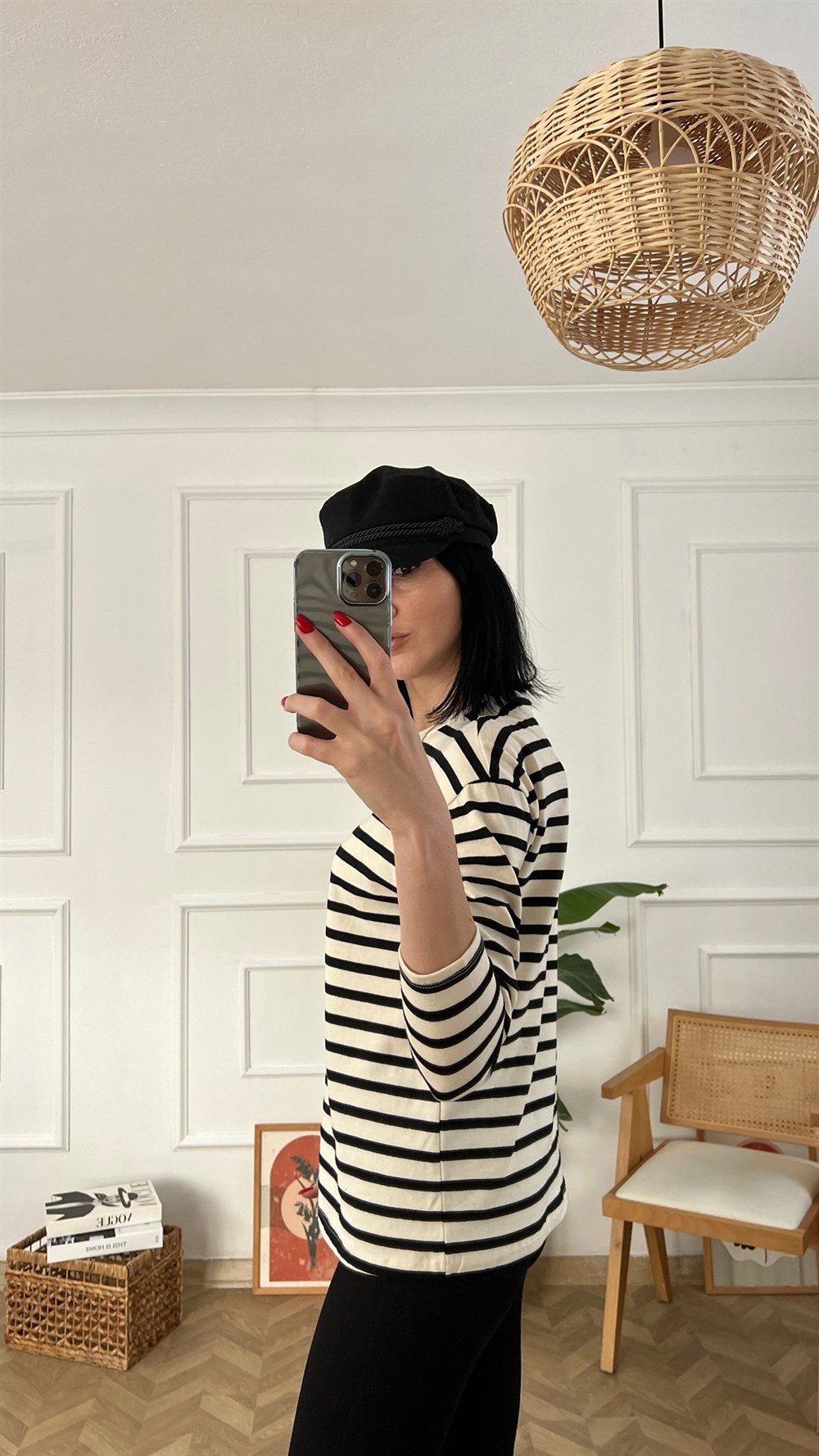 Siyah Çizgili Sweatshirt