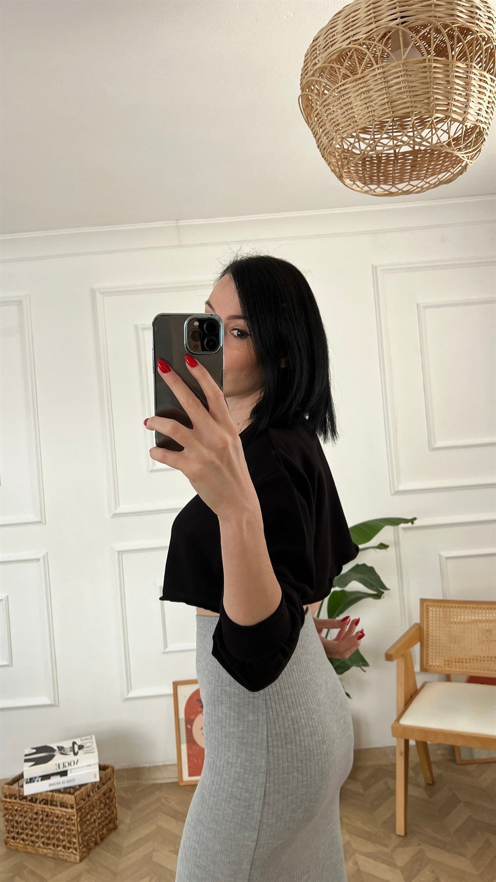 Siyah Crop Sweat