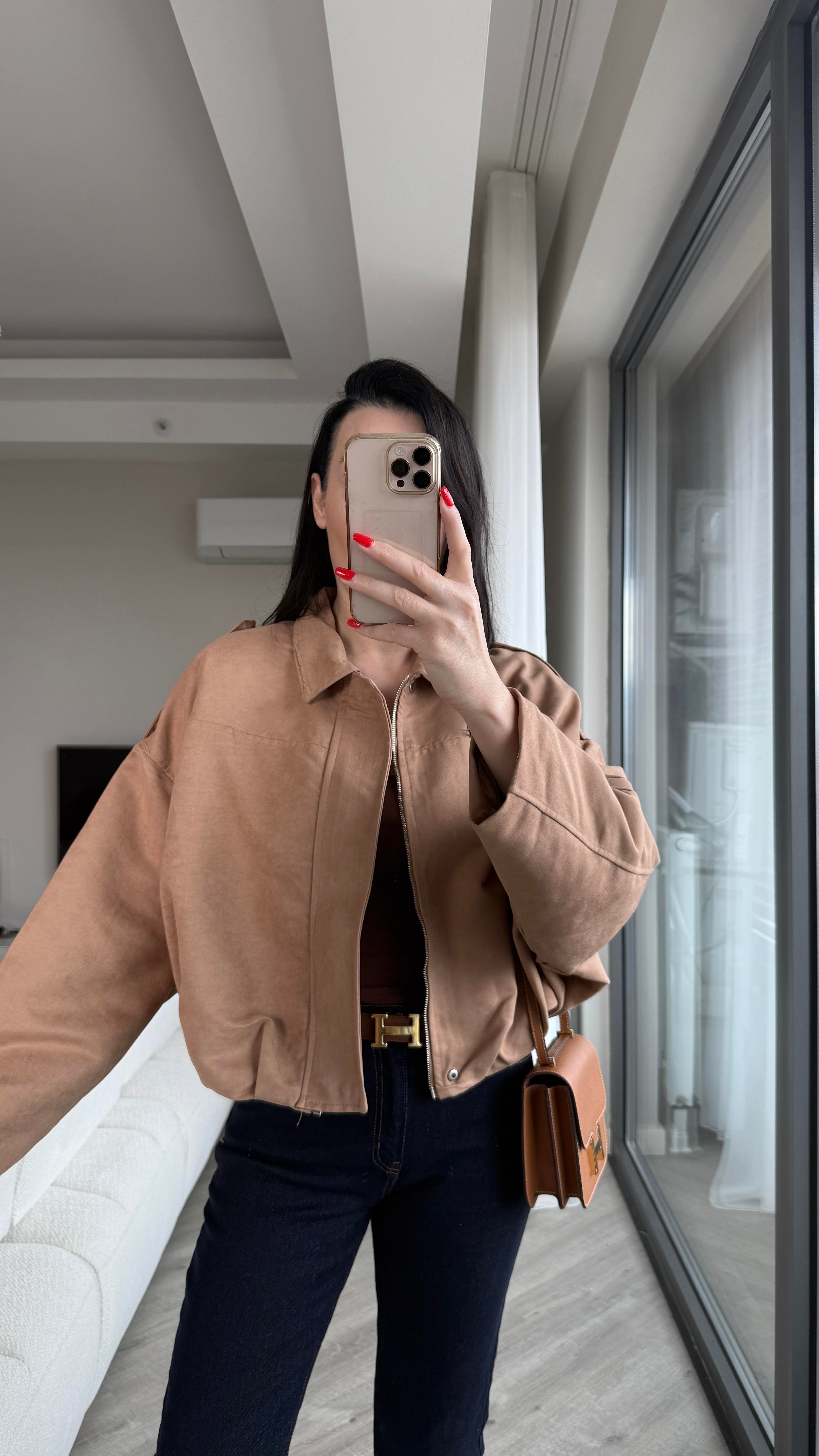 Taba Süet Bomber Ceket