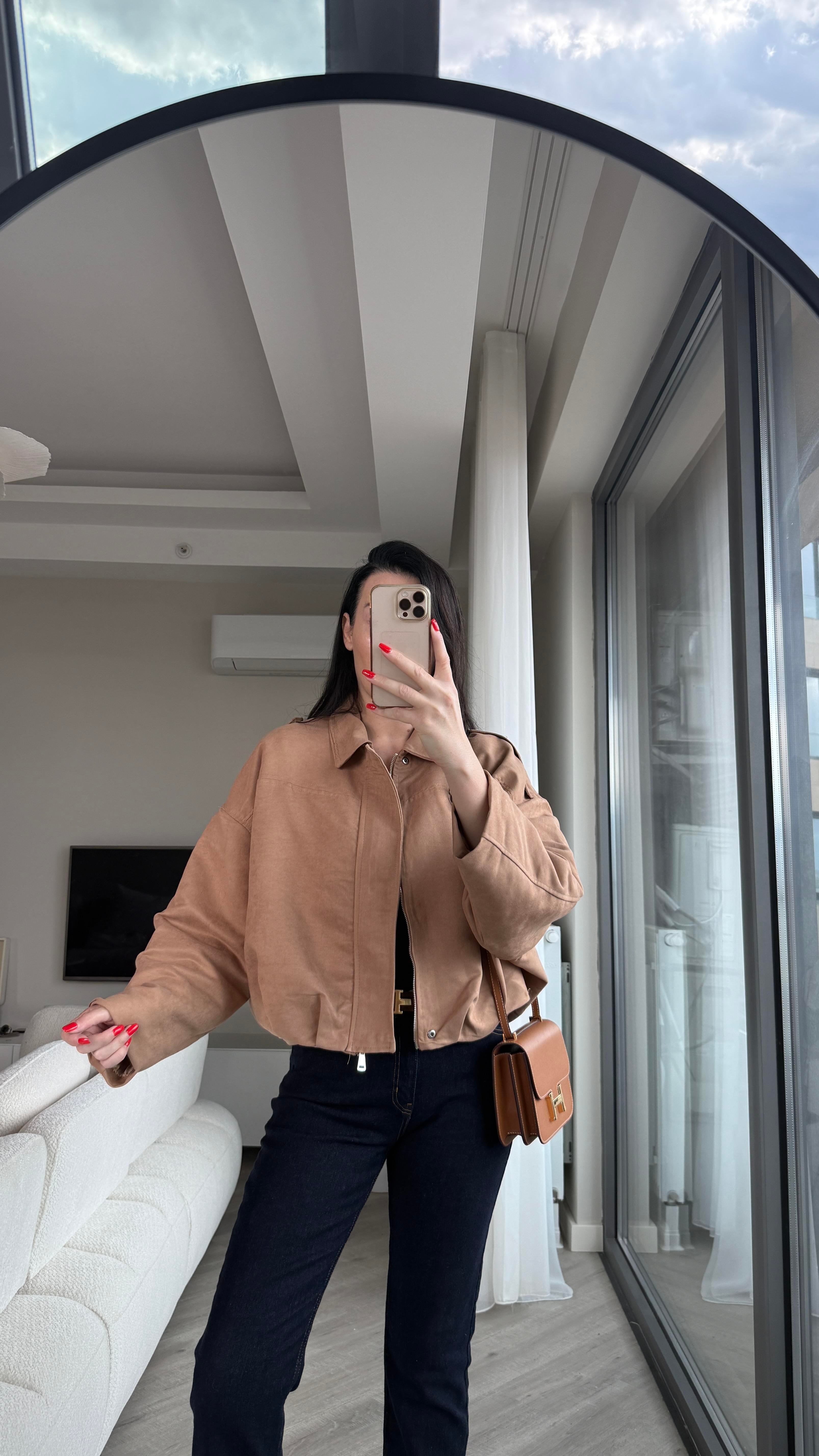 Taba Süet Bomber Ceket