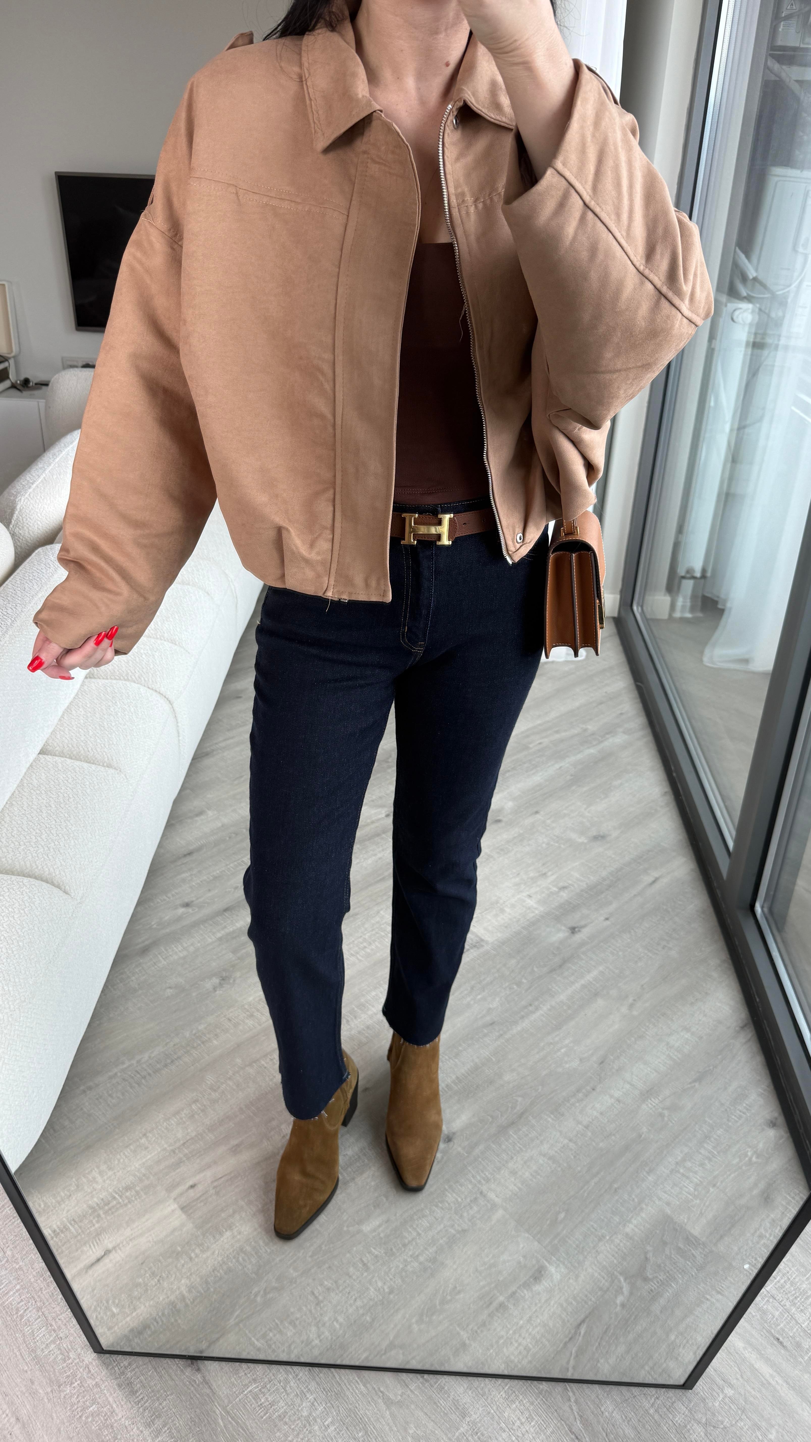 Taba Süet Bomber Ceket