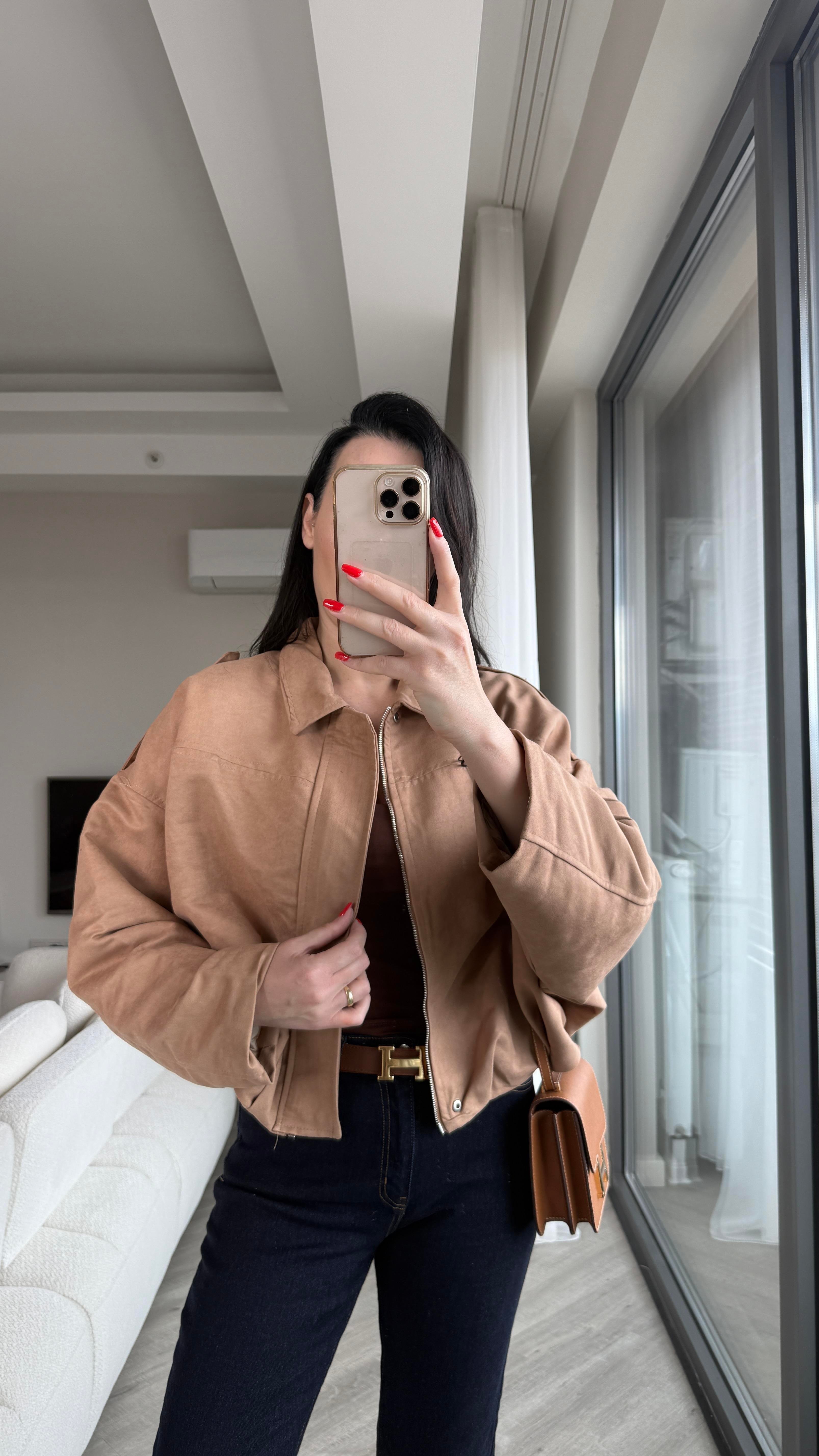 Taba Süet Bomber Ceket
