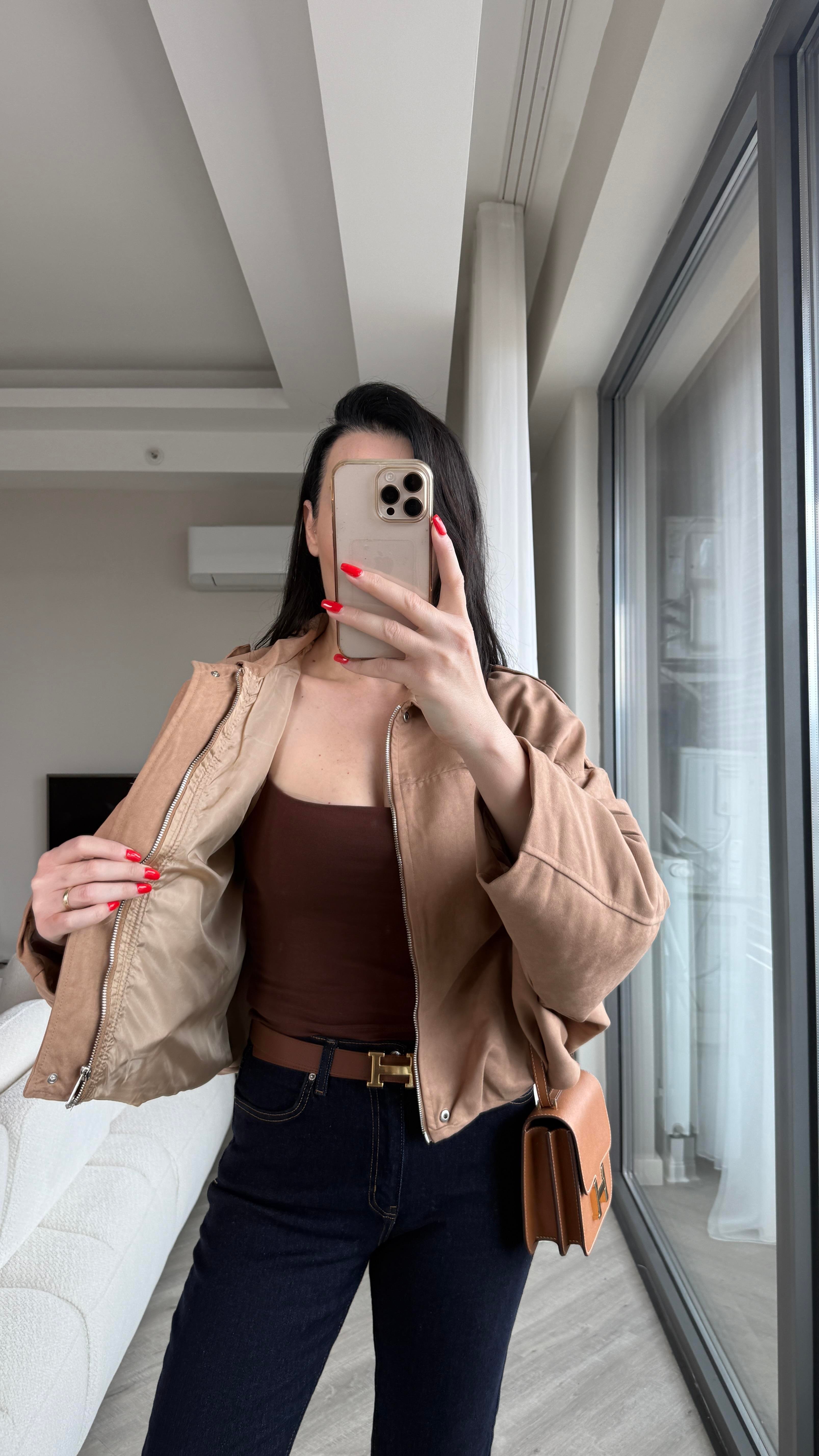 Taba Süet Bomber Ceket