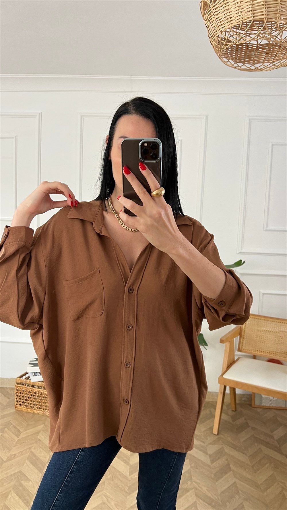 Tek Cepli Oversize Gömlek
