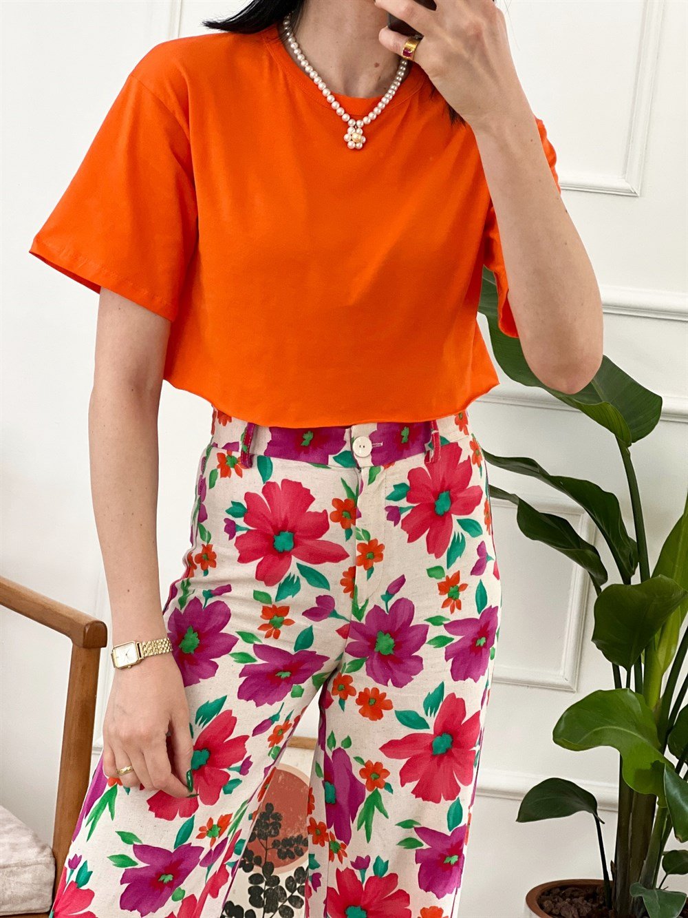 Turuncu Crop Tshirt