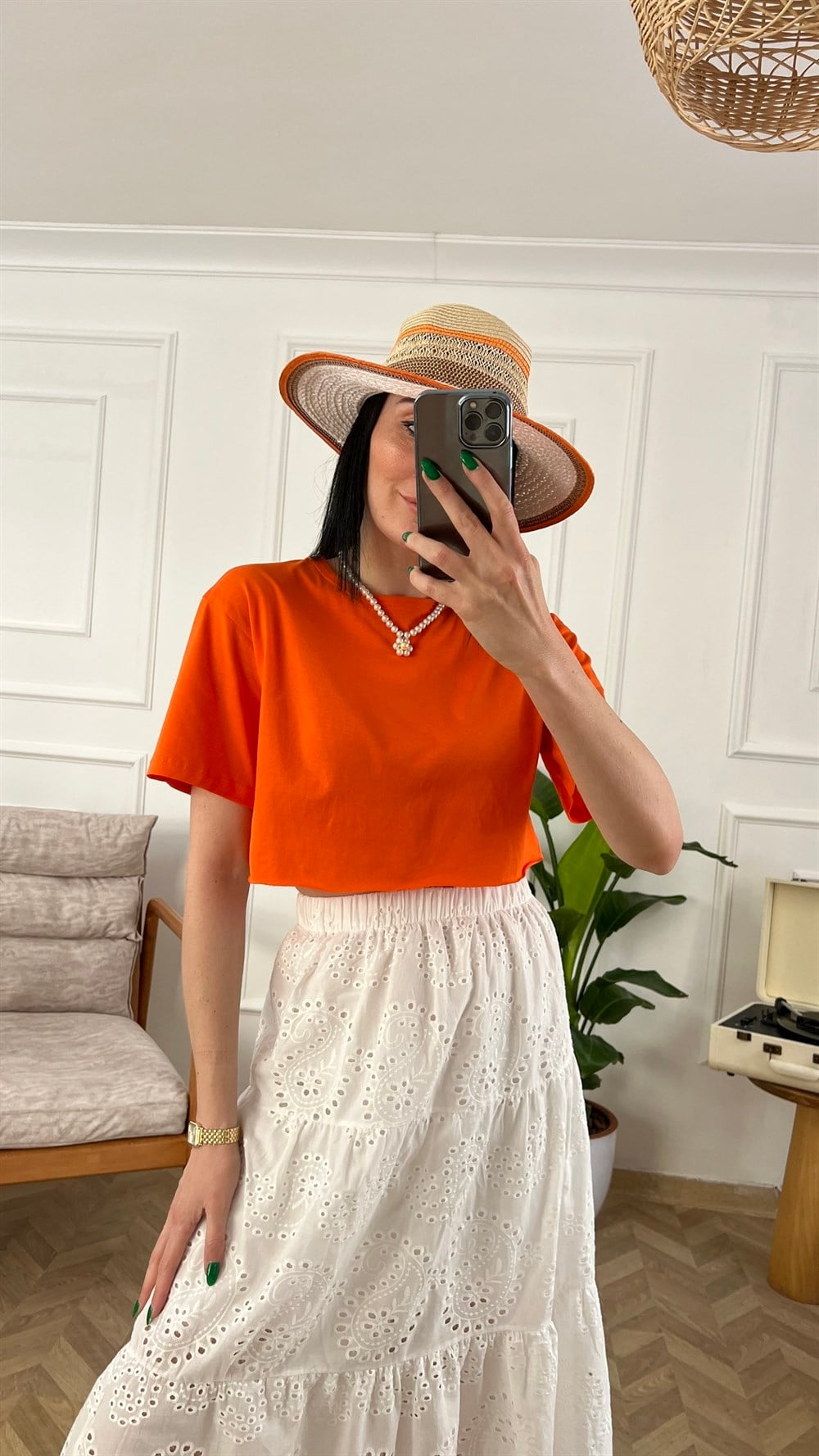 Turuncu Crop Tshirt
