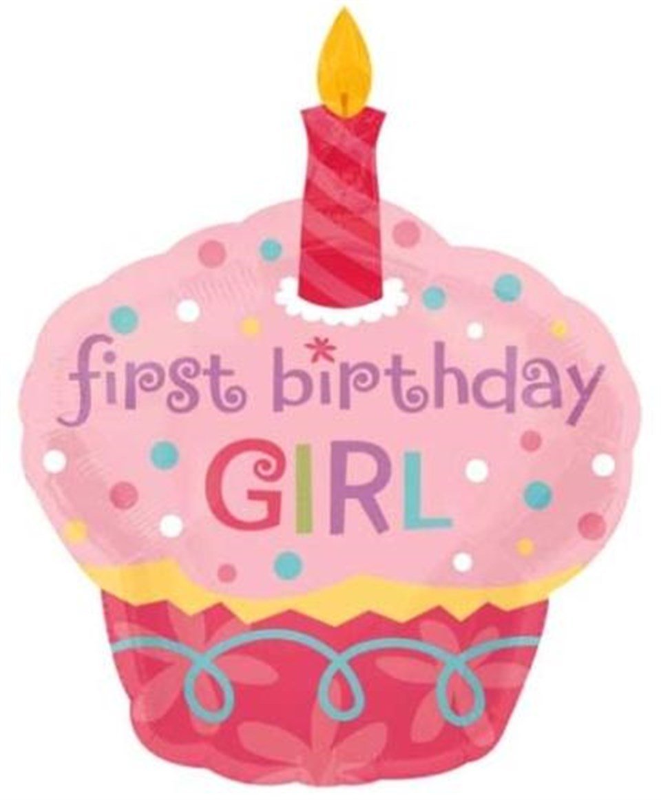 1 Yaş Cupcake Pembe, Supershape Folyo Balon