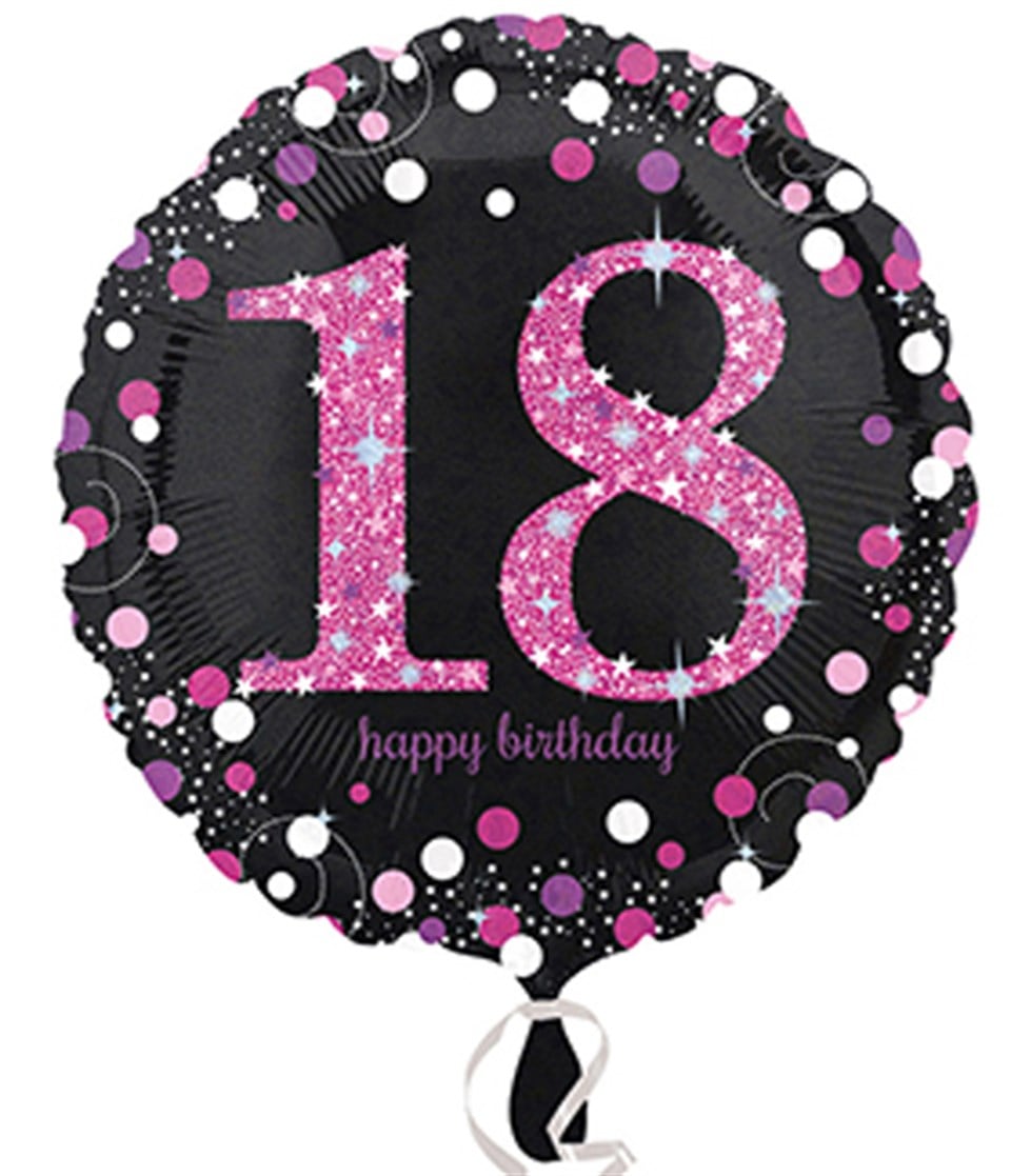 18 Yaş Pırıltılı Pembe, Folyo Balon