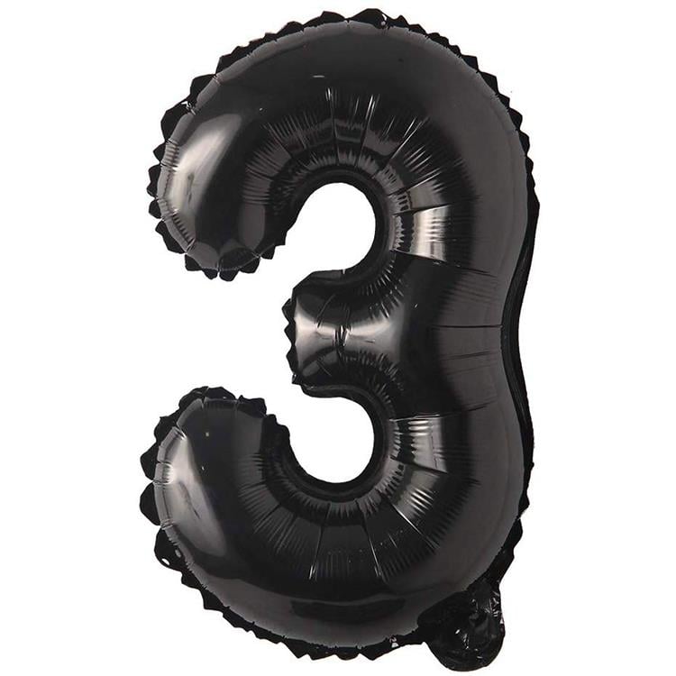 3 Rakam Folyo Balon, Siyah