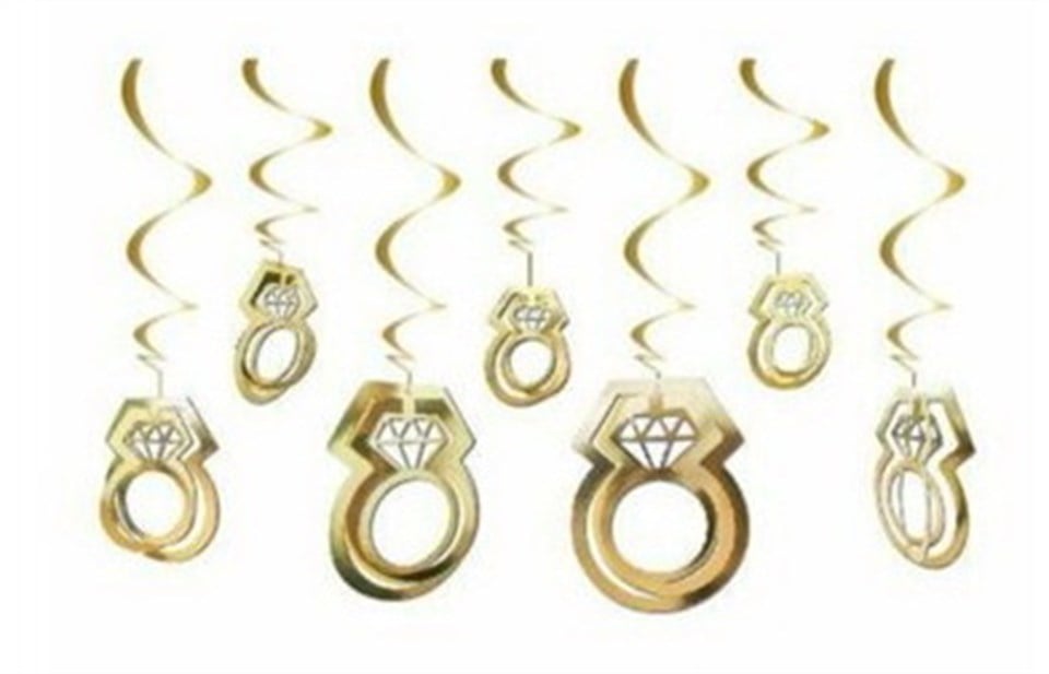 3D Alyans Asmalı Süs Gold 11li