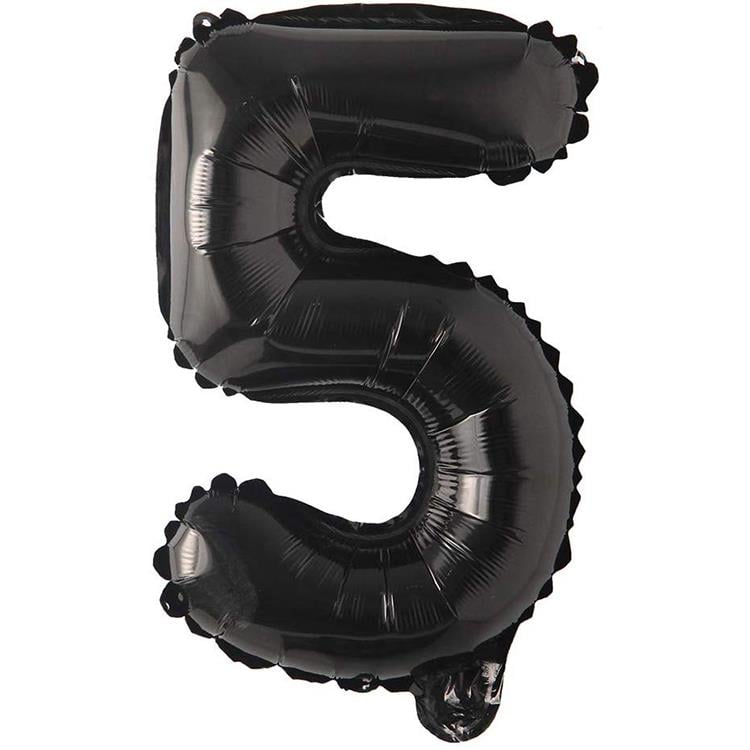 5 Rakam Folyo Balon, Siyah 100cm