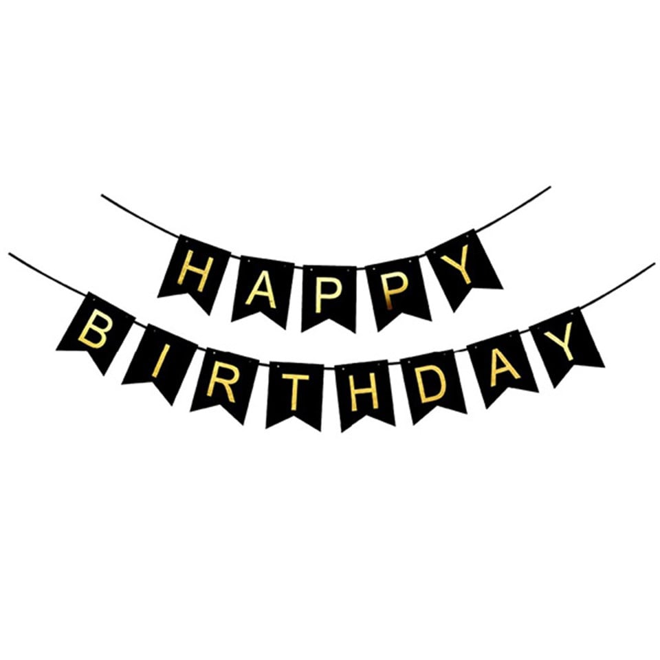 Altın Happy Birthday Banner