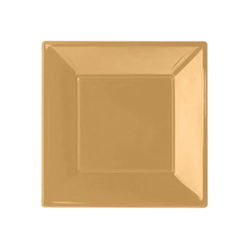 Altın Kare Plastik Büyük Tabak 8li