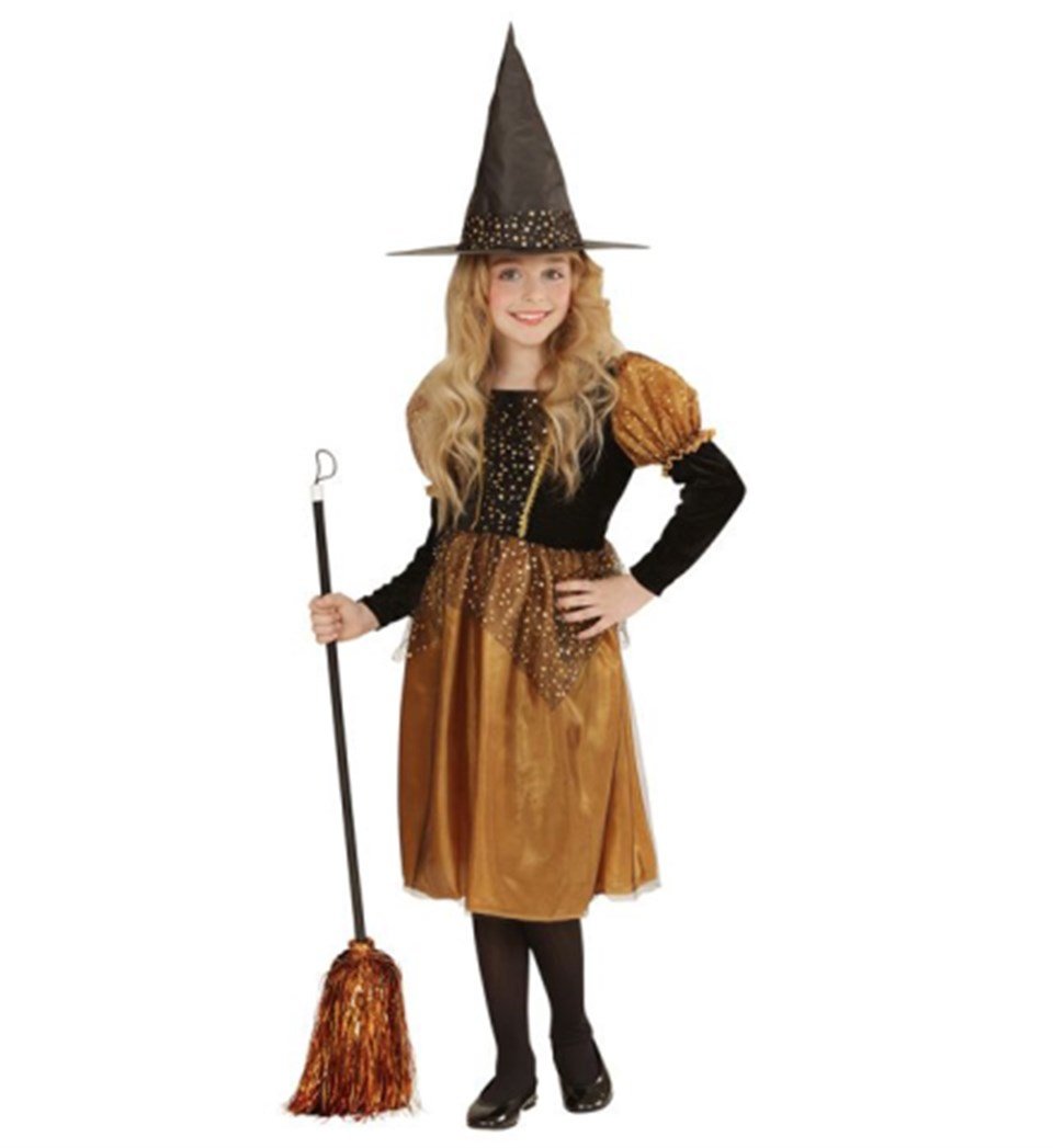 Altın-Siyah Renk Cadı Kostümü 8-10 Yaş