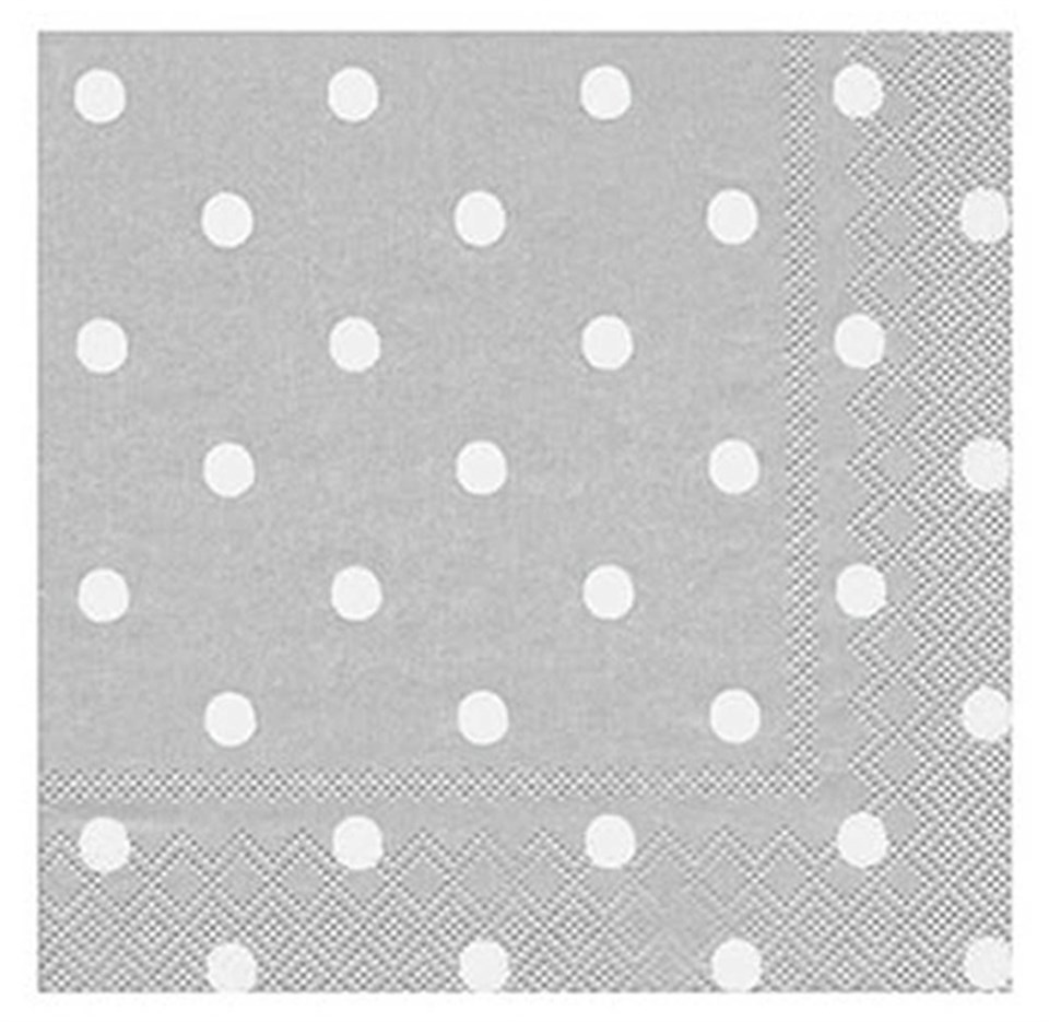 Beyaz Puantiyeli Gri Peçete