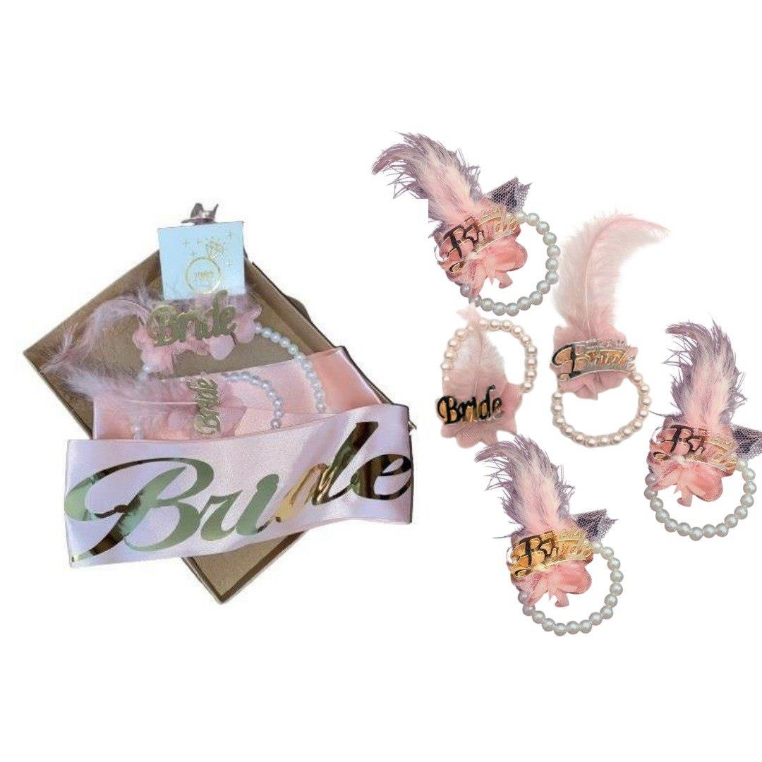 Bride Set, Bride Team  Bileklik Pembe Altın