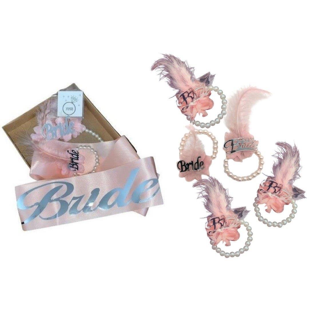 Bride Set, Bride Team  Bileklik Pembe Gümüş