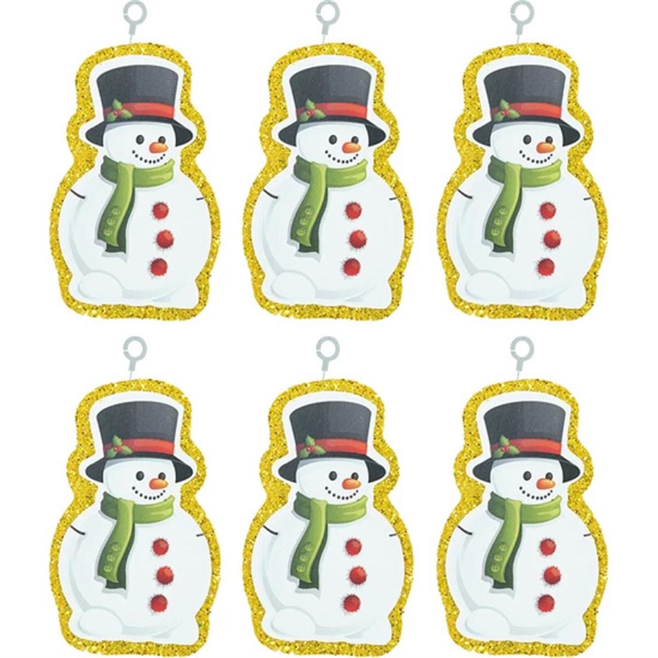 Çam Ağacı Süsü Gold Kardan Adam 9x6 cm 6lı