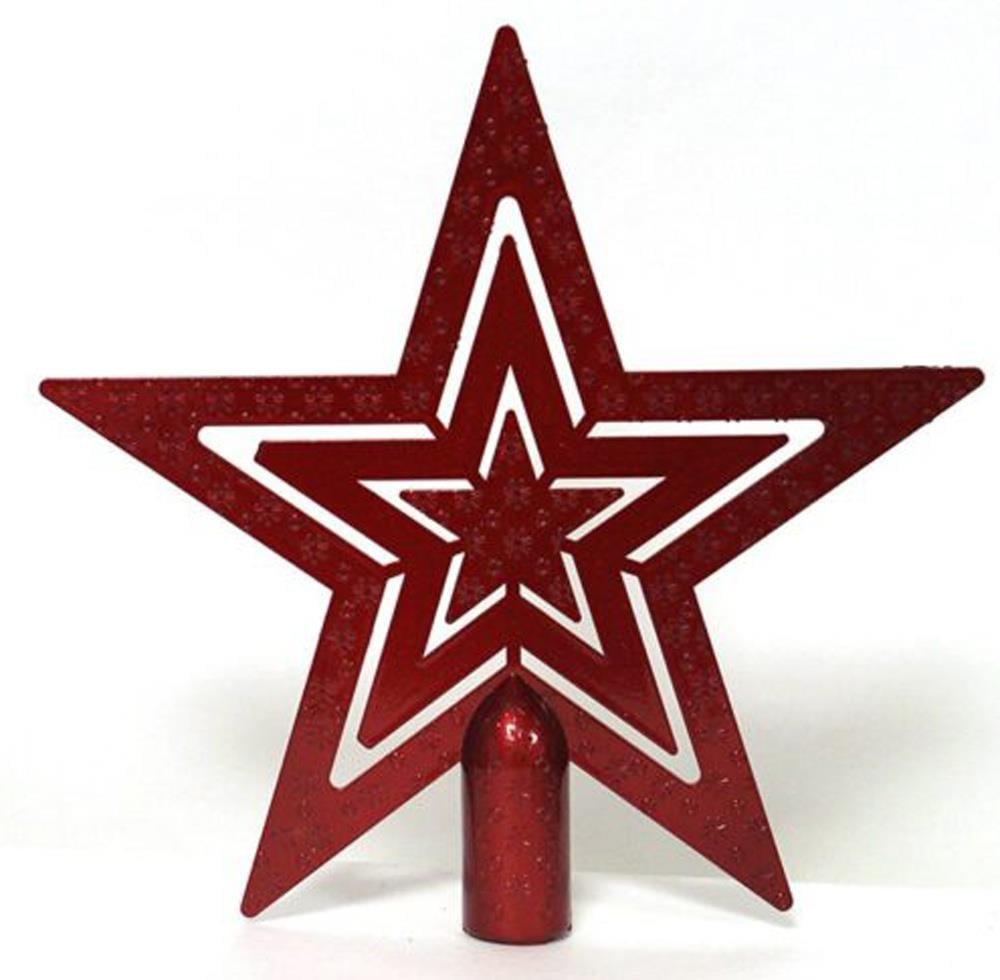 Çam Ağacı Süsü Kırmızı Ağaç Tepeliği Yıldız 18cm