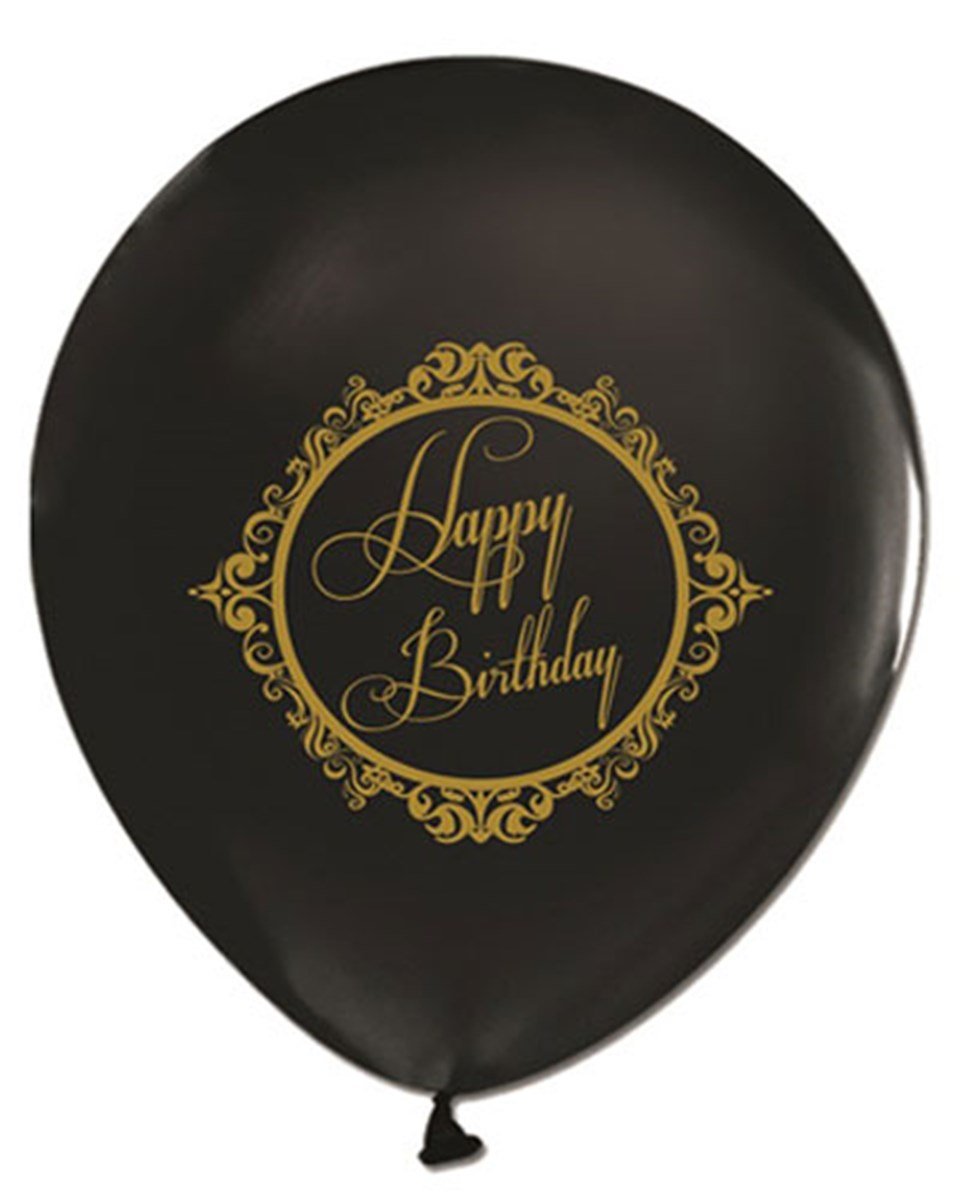 Gold Renkte HB Baskılı Siyah Balon