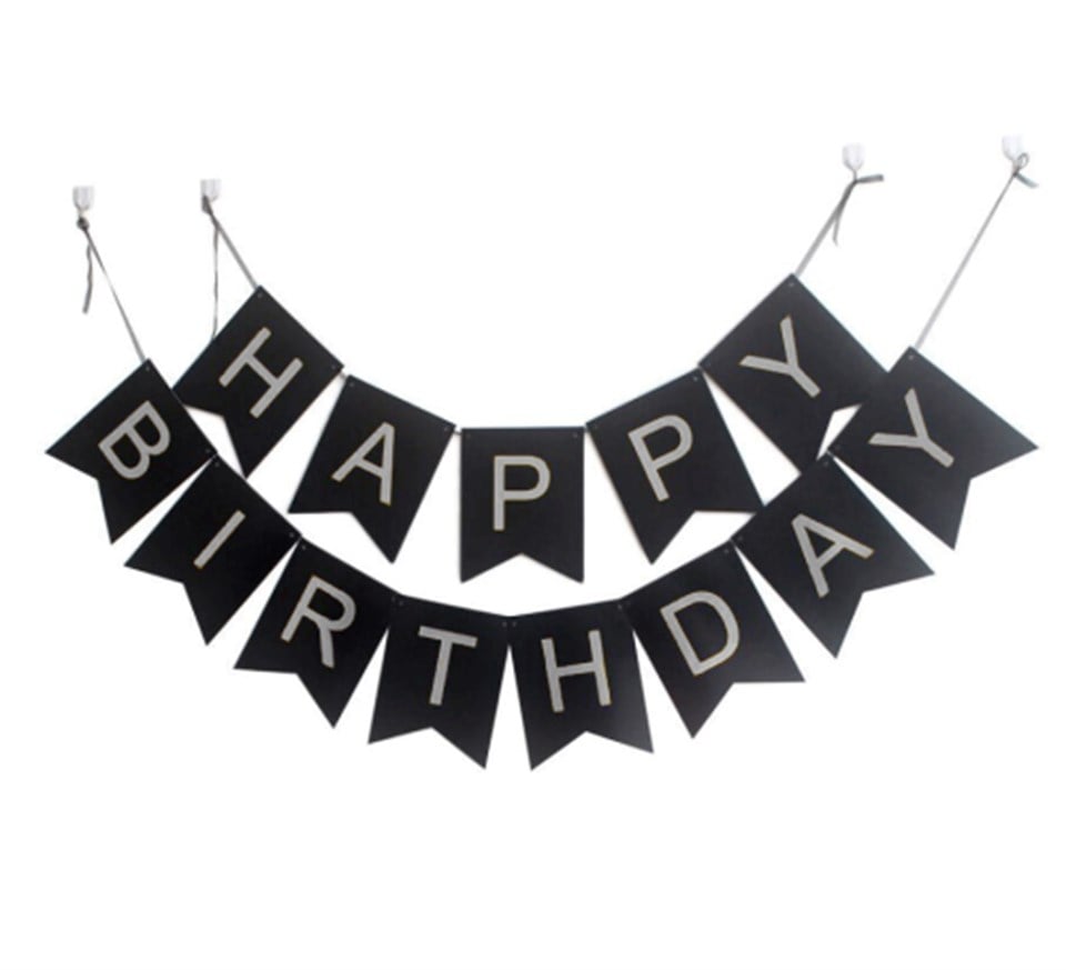 Gümüş Happy Birthday Banner