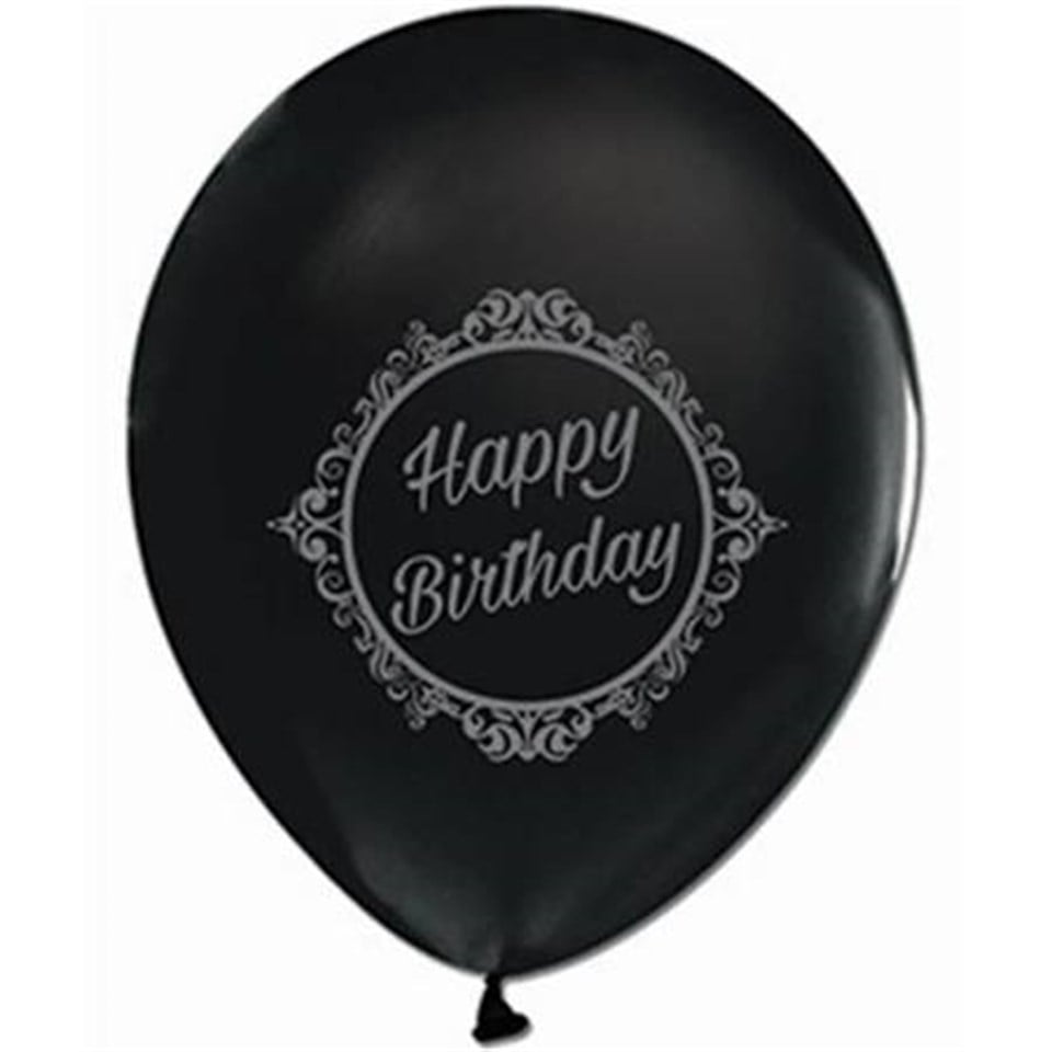 Gümüş Renkte HB Baskılı Siyah Balon