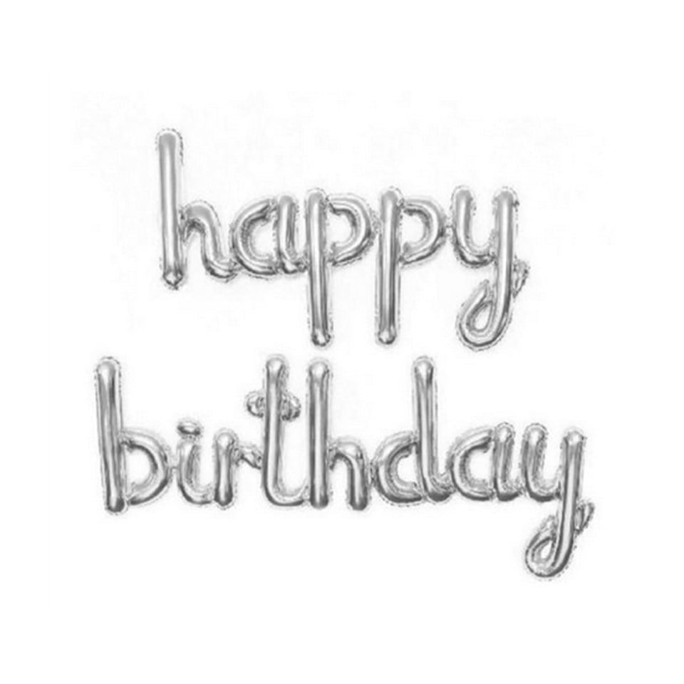 Happy Birthday İmza, Folyo Balon Gümüş