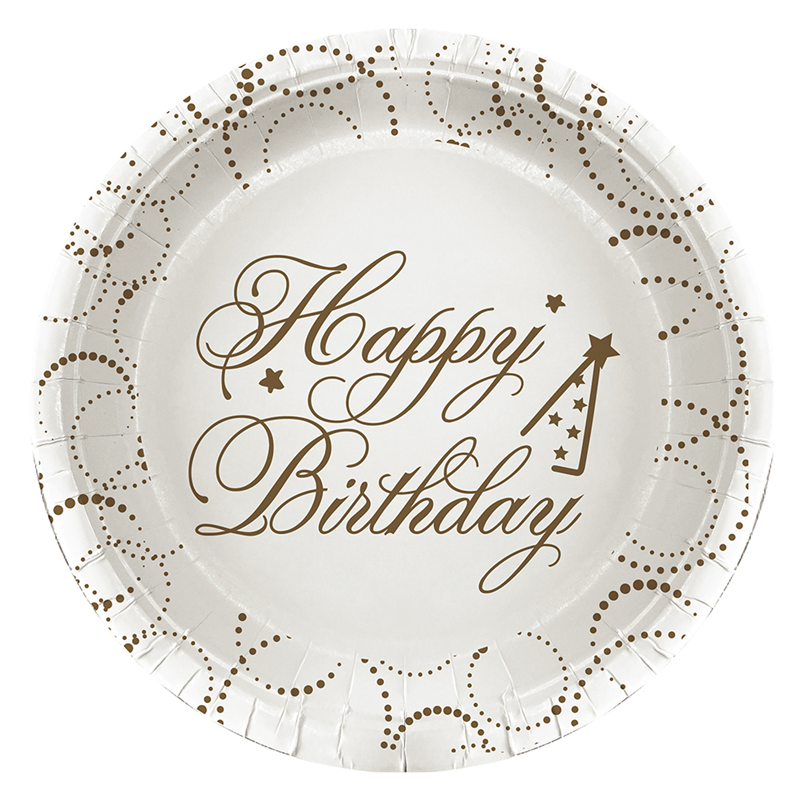Happy Birthday Kağıt Tabak 8'li