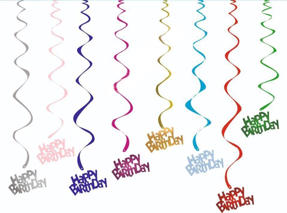 Happy Birthday Renkli Süs Dalgası 8li