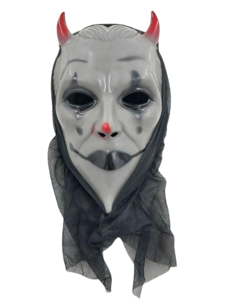 Korkunç Palyaço Boynuzlu Maske Plastik