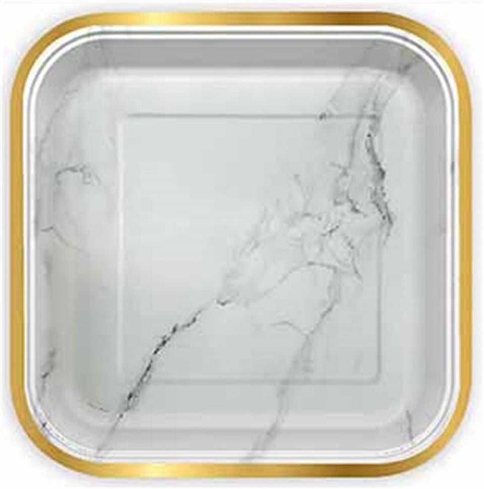 Mermer Desenli, Kare Tabak 23cm 6lı