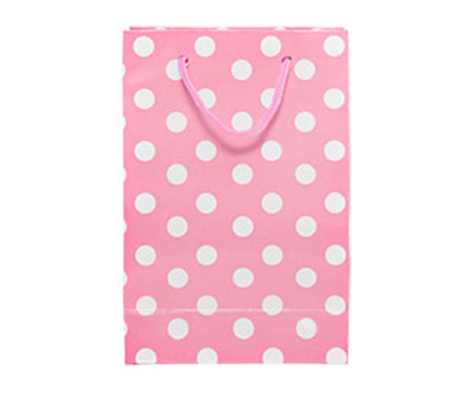 Pembe Puantiyeli Kağıt Çanta