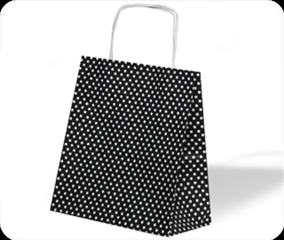 Puantiyeli Siyah Kraft Çanta