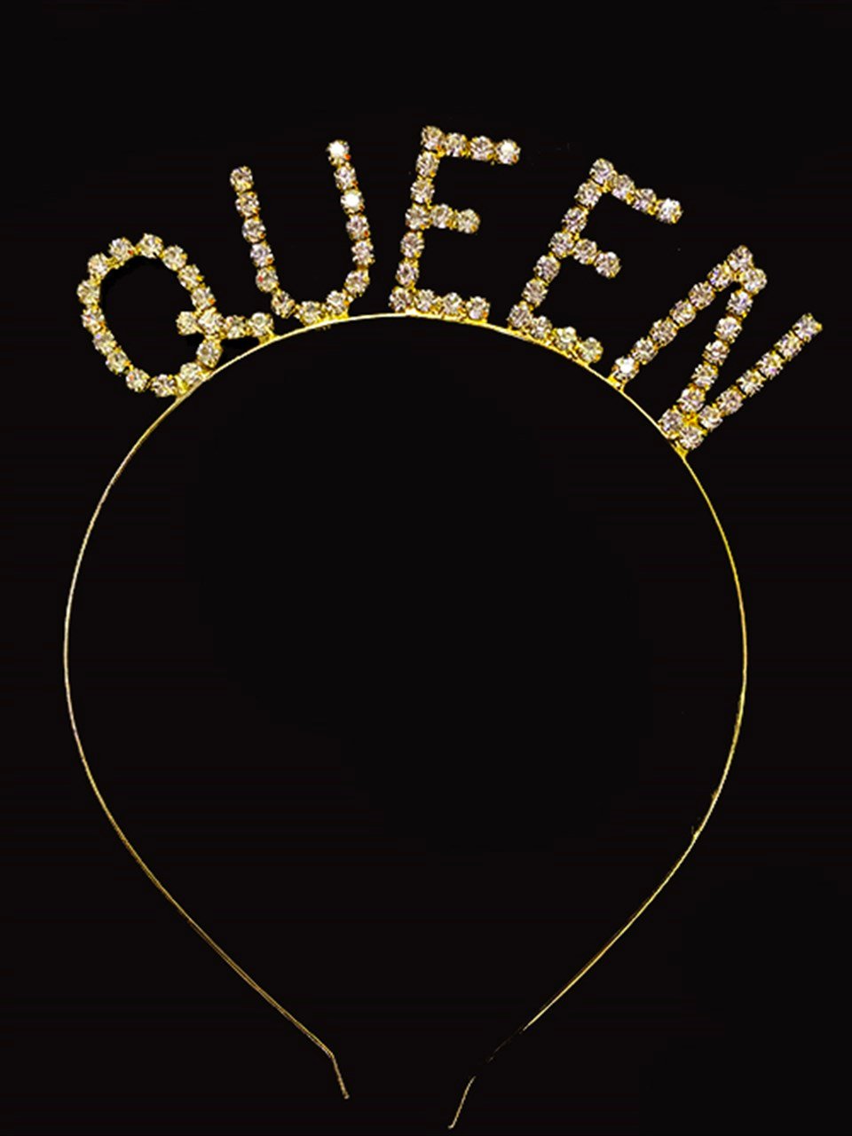 Queen Kristal Taşlı Gold Metal Taç