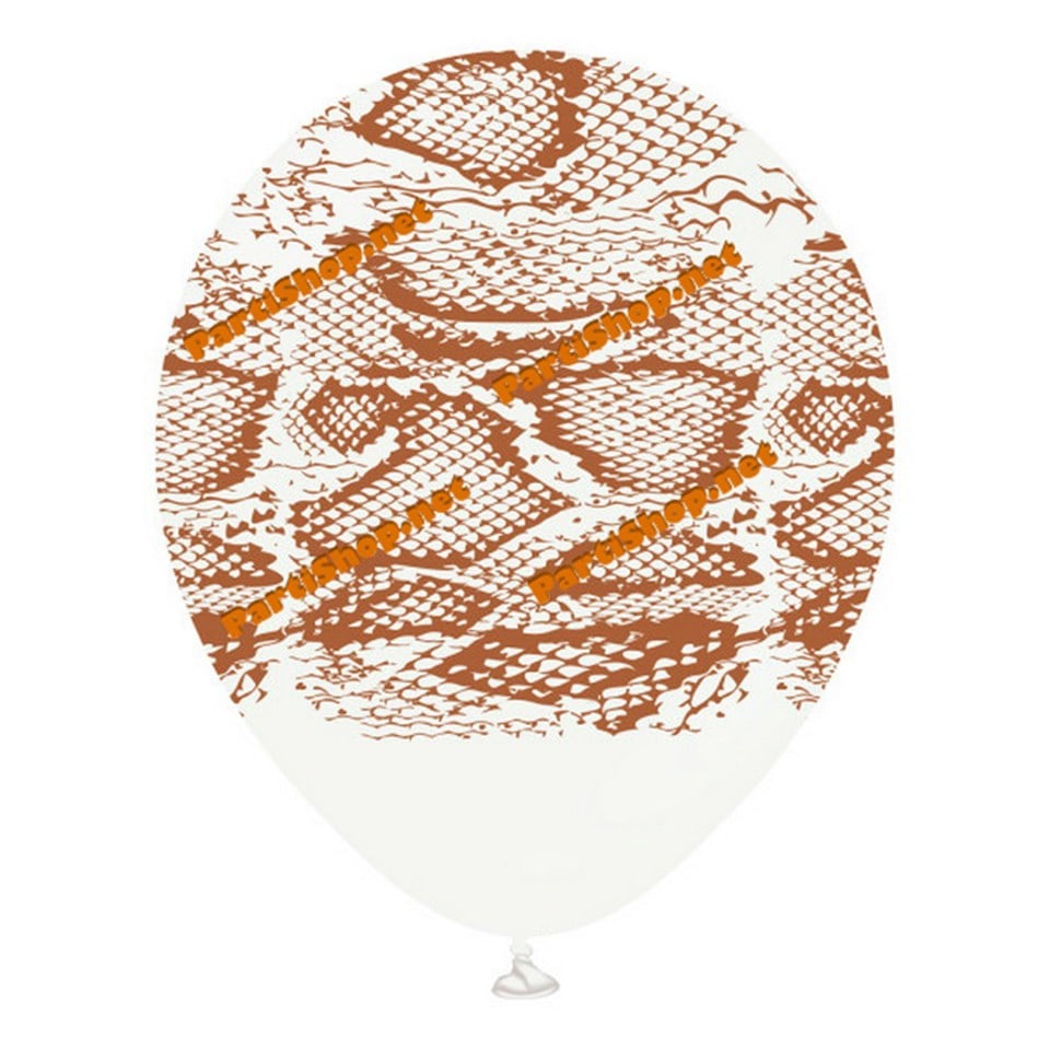 Safari Yılan Baskılı Balon Beyaz 5li Paket