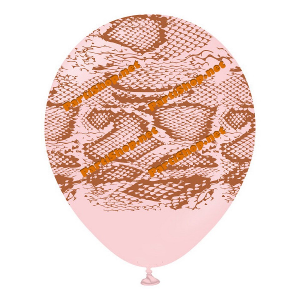 Safari Yılan Baskılı Balon Pembe 5li Paket