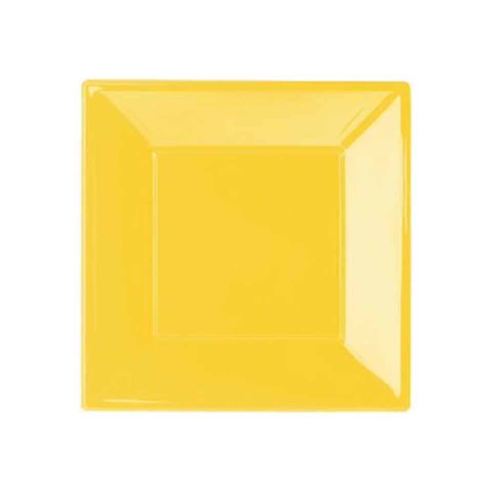 Sarı Kare Plastik Büyük Tabak 8li