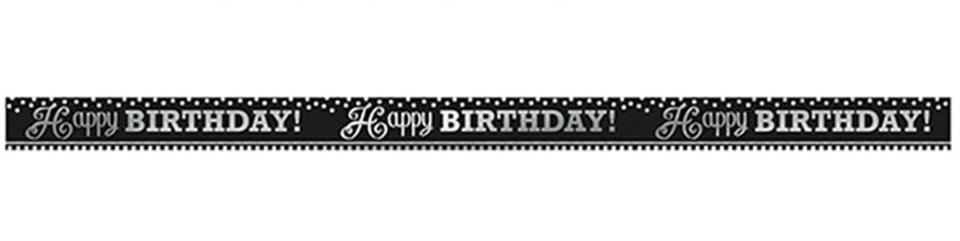Siyah Gümüş Folyo, Happy Birthday Banner