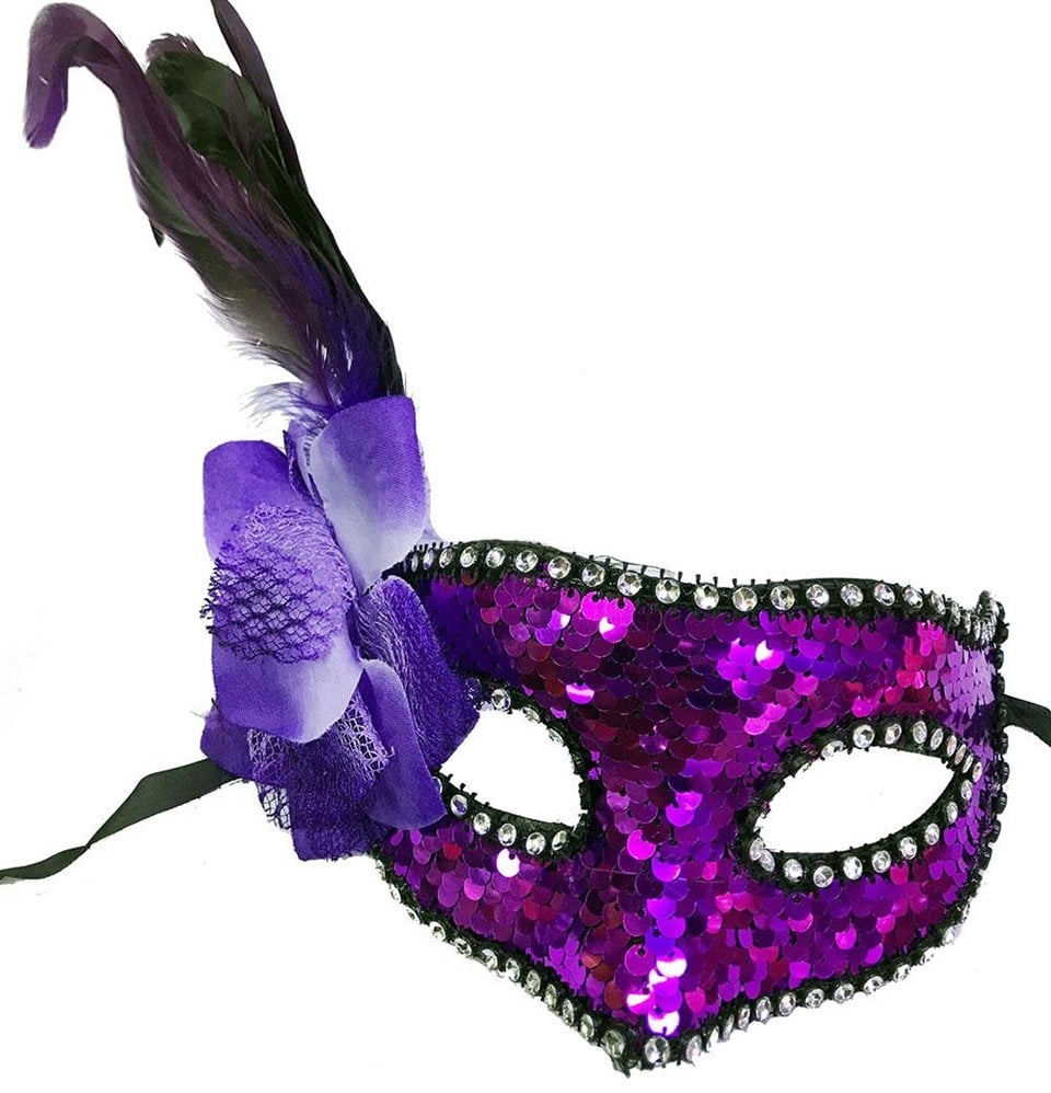 Tüylü Çiçekli MOR Maske