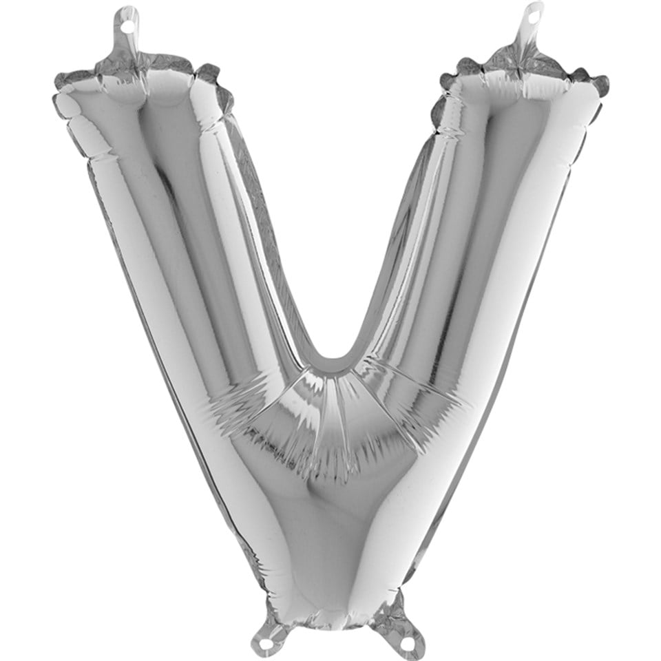 V Harf Folyo Balon Mini Gümüş (35 cm)