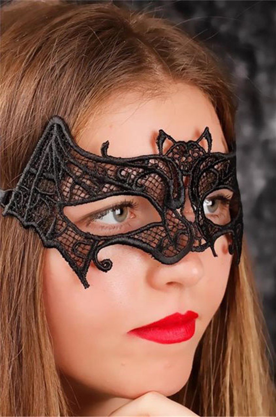 Yarasa Siyah Dantel Venedik Parti Maskesi