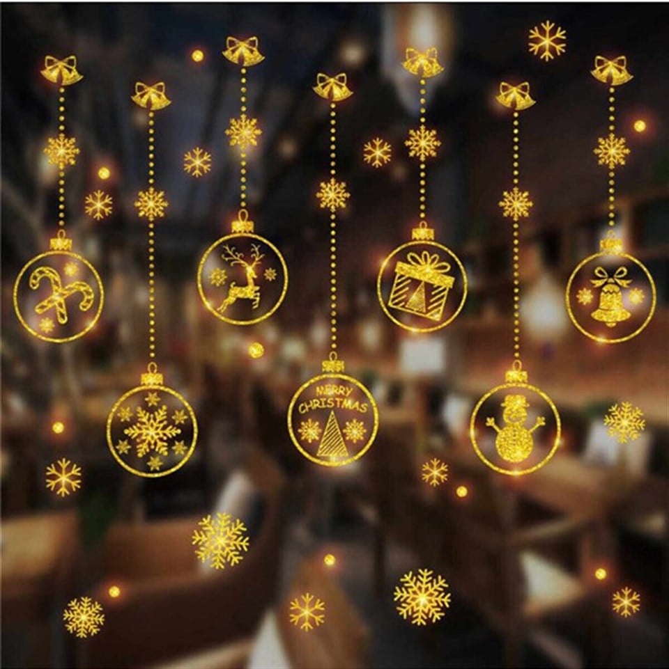 Yılbaşı Cam Sticker Gold Top Süs 55x75cm