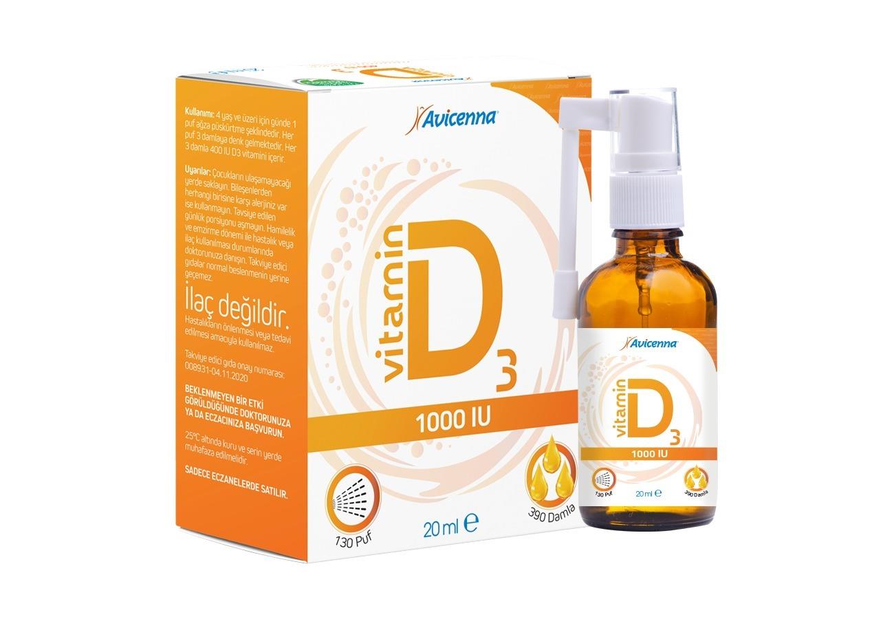 Avicenna Vitamin D3 1000 IU Damla Sprey 20 ml-Avicenna