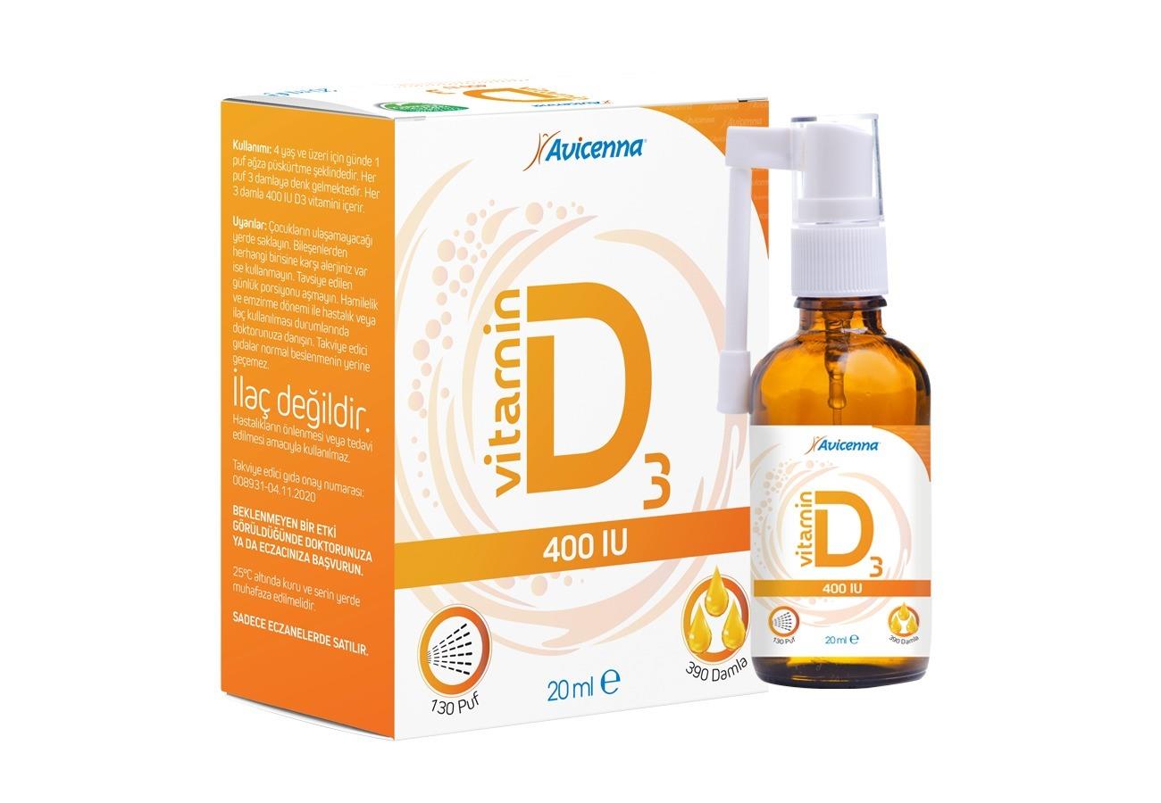 Avicenna Vitamin D3 400 IU Damla Sprey 20 ml-Avicenna